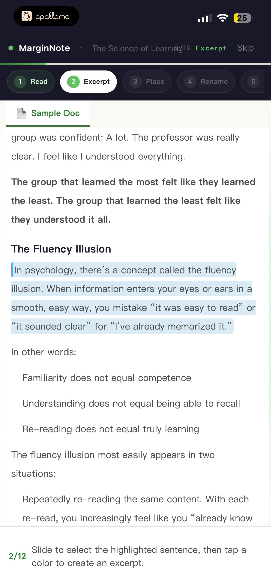 Excerpt Highlighted