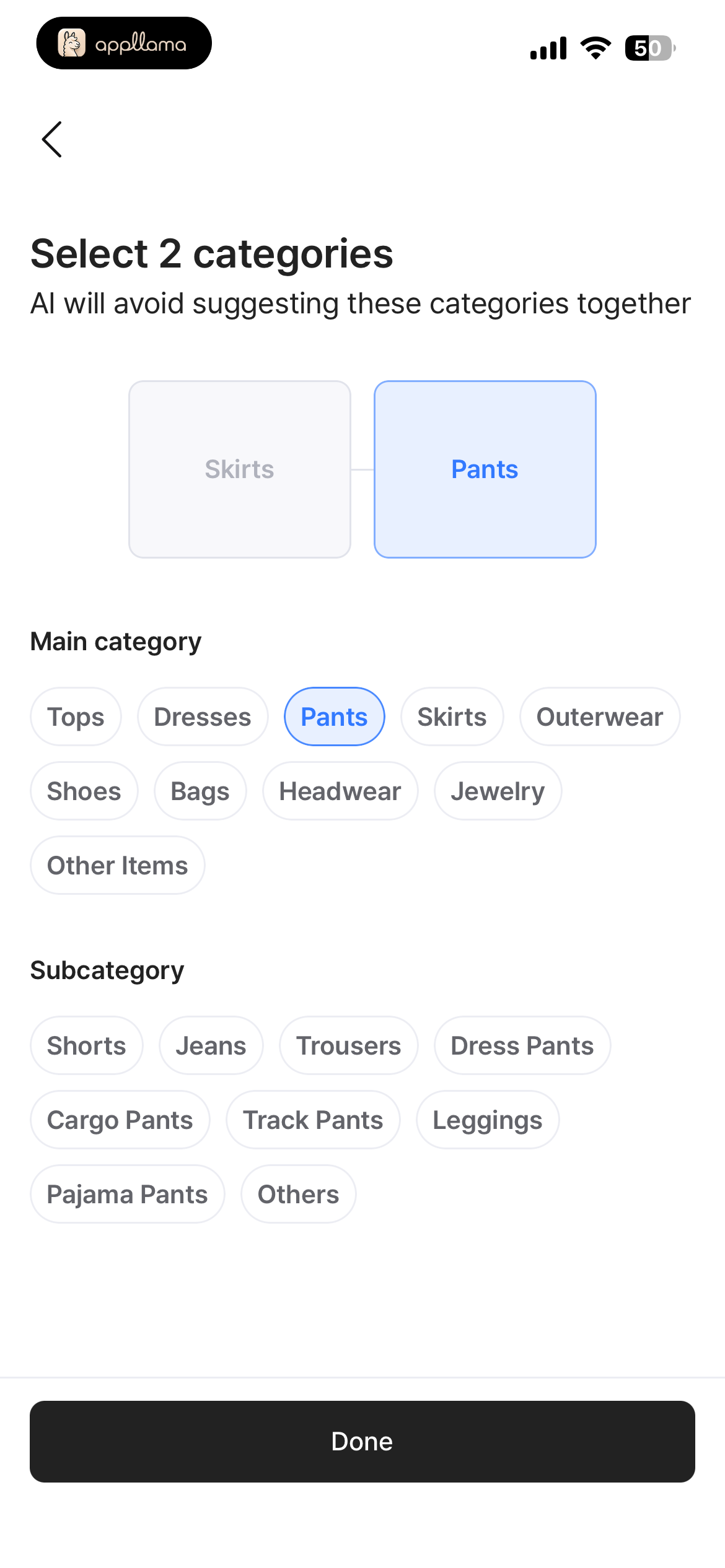 Select Categories