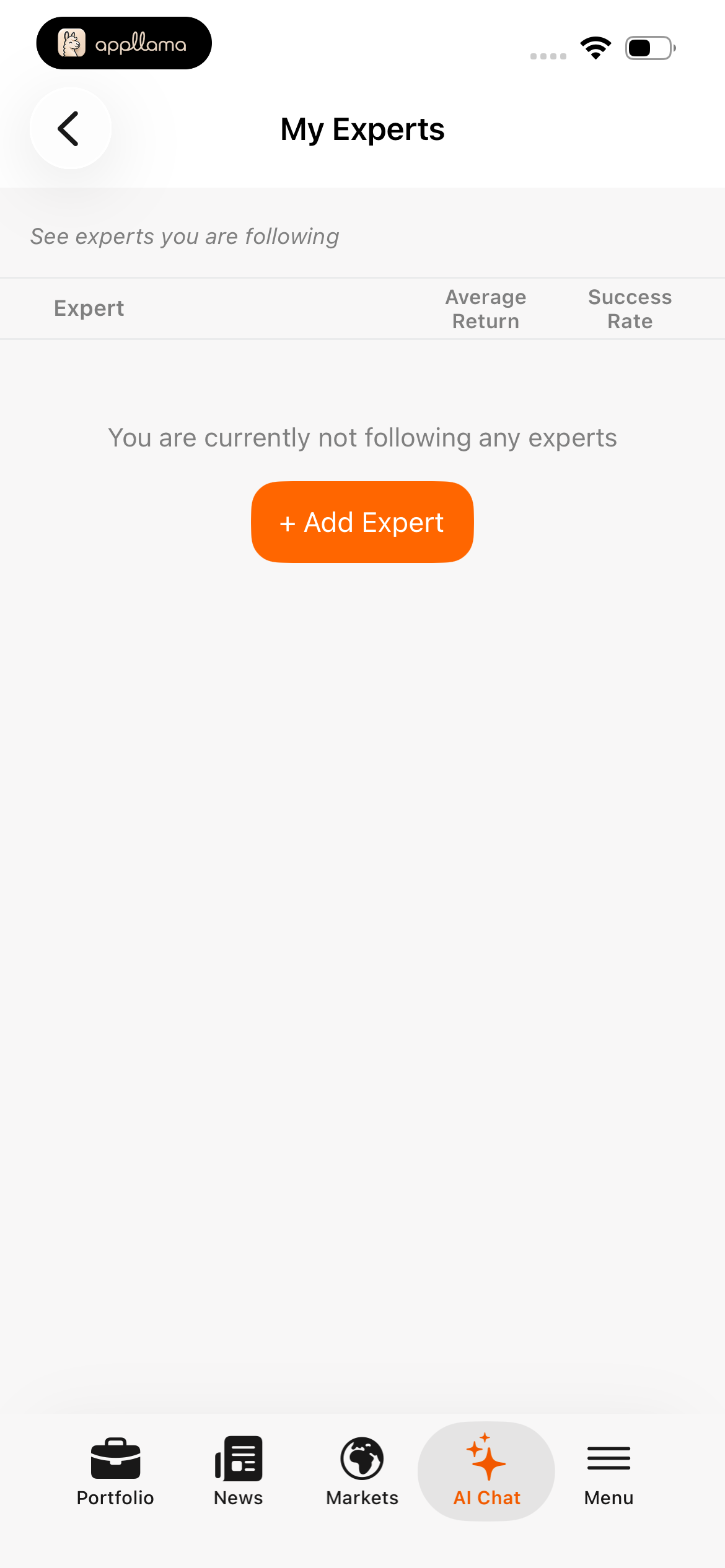 My Experts Empty State