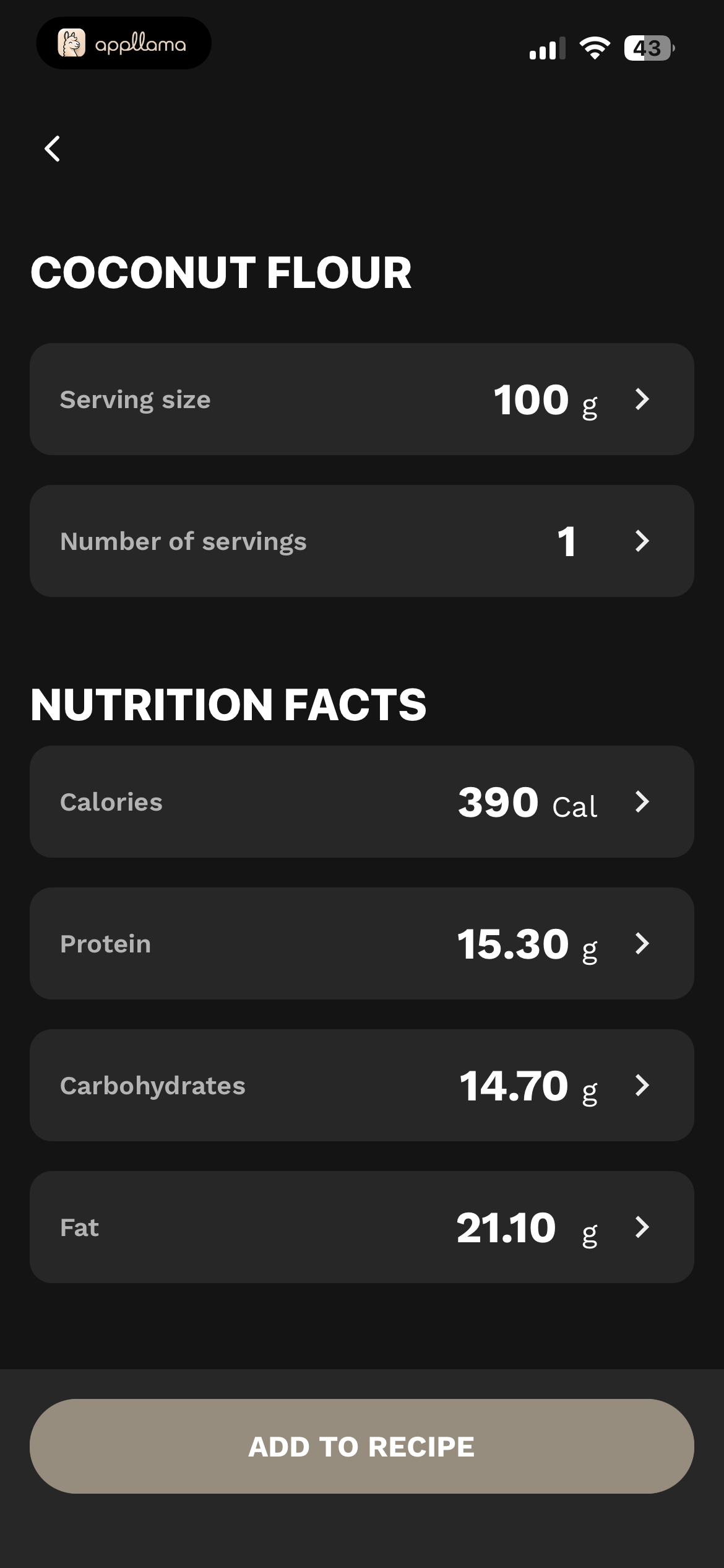 Ingredient Nutrition