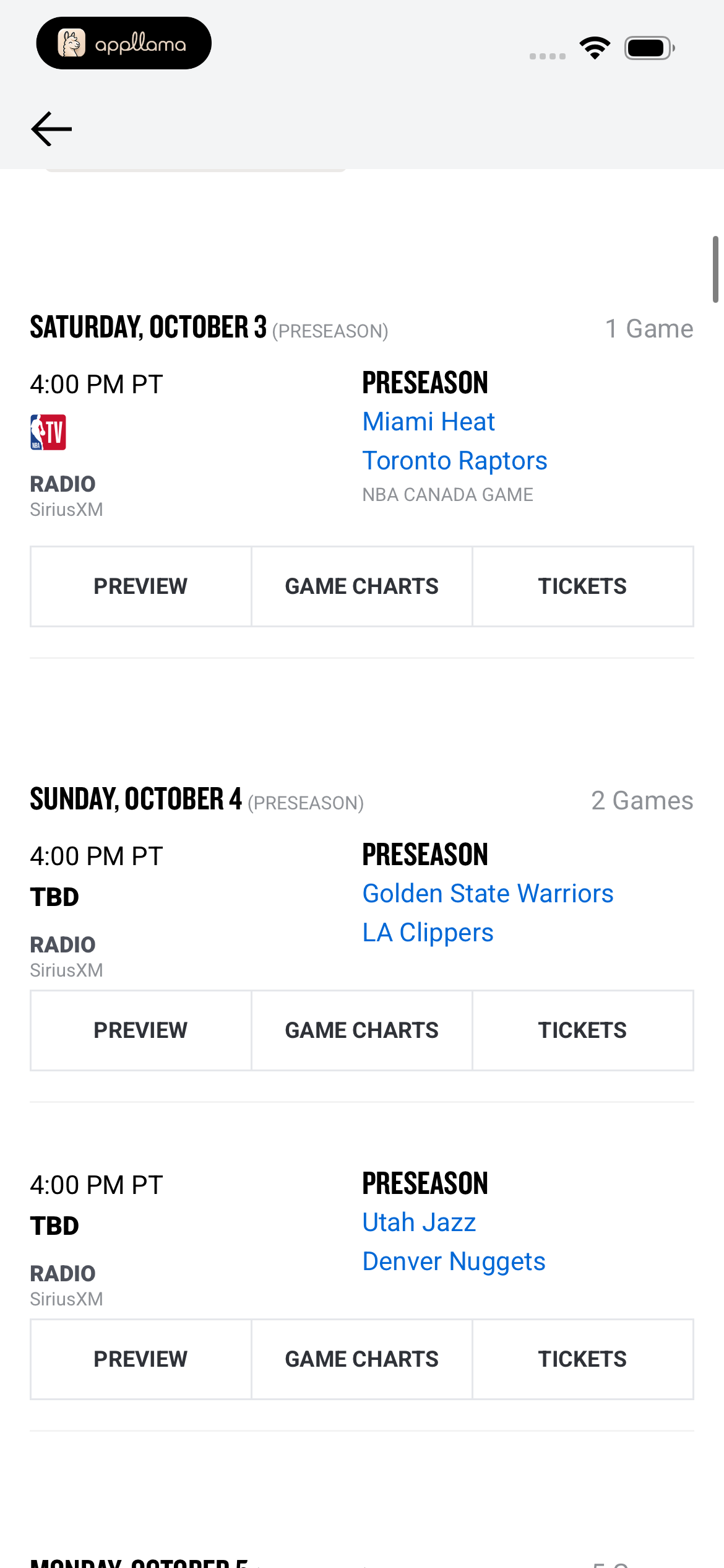 Team Schedule