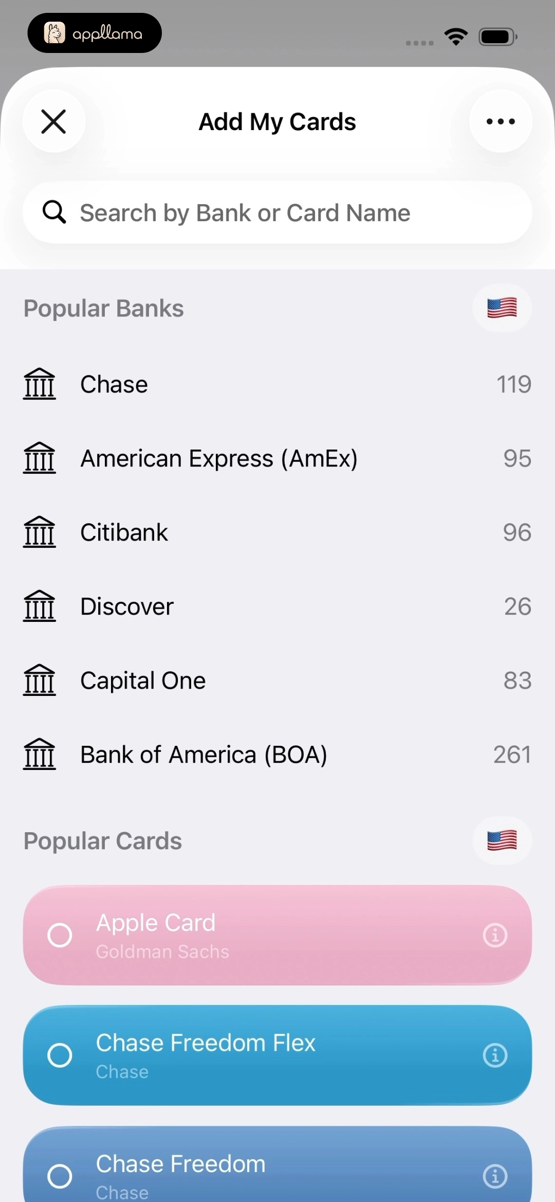 Card Search & Selection