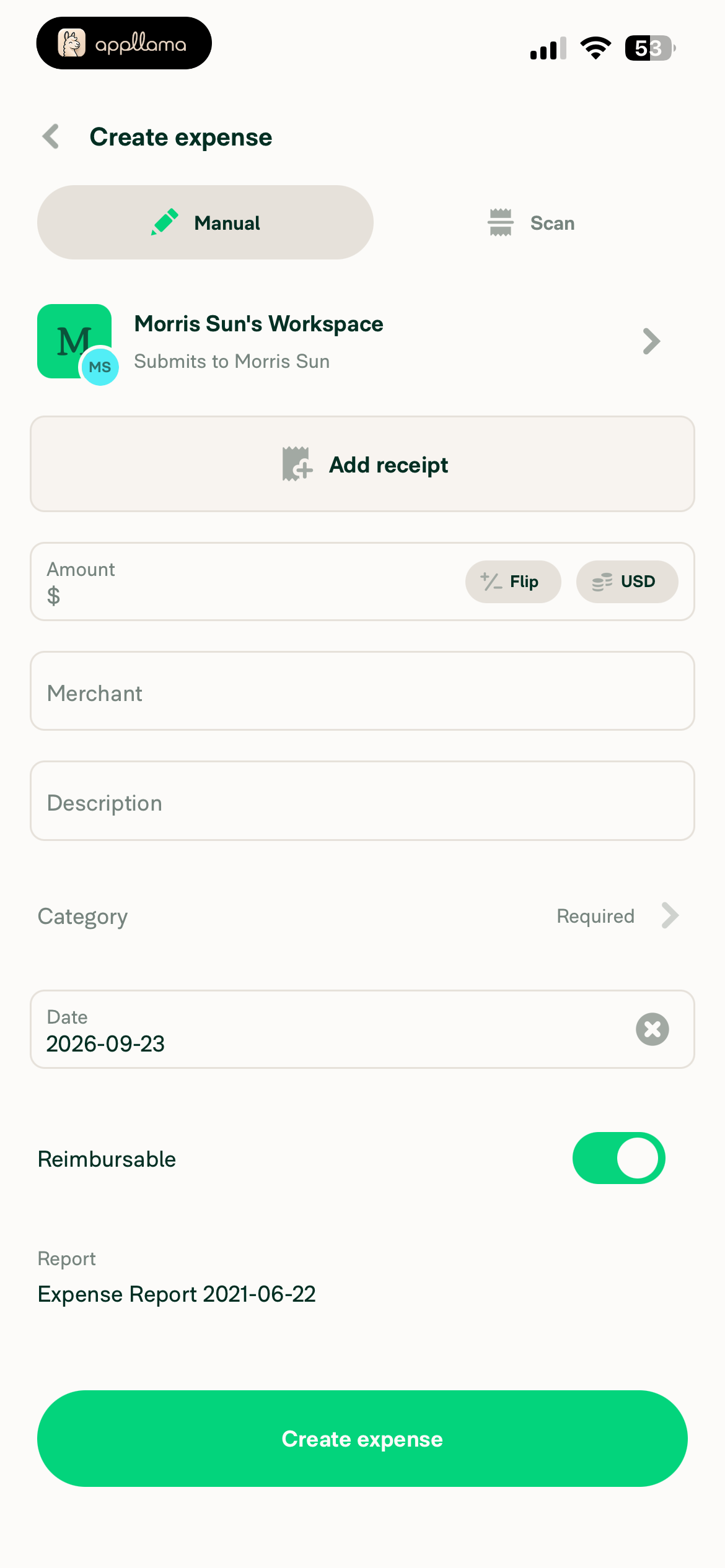 Create Expense Form