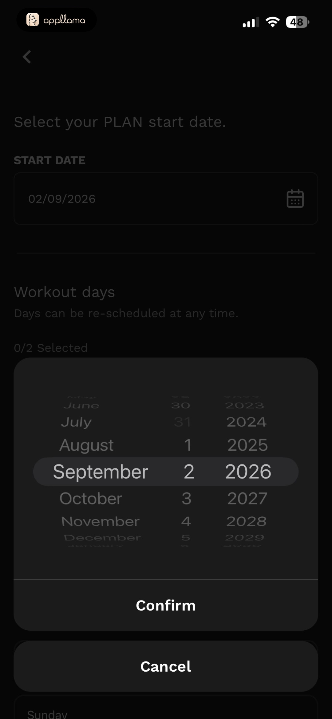 Start Date Picker
