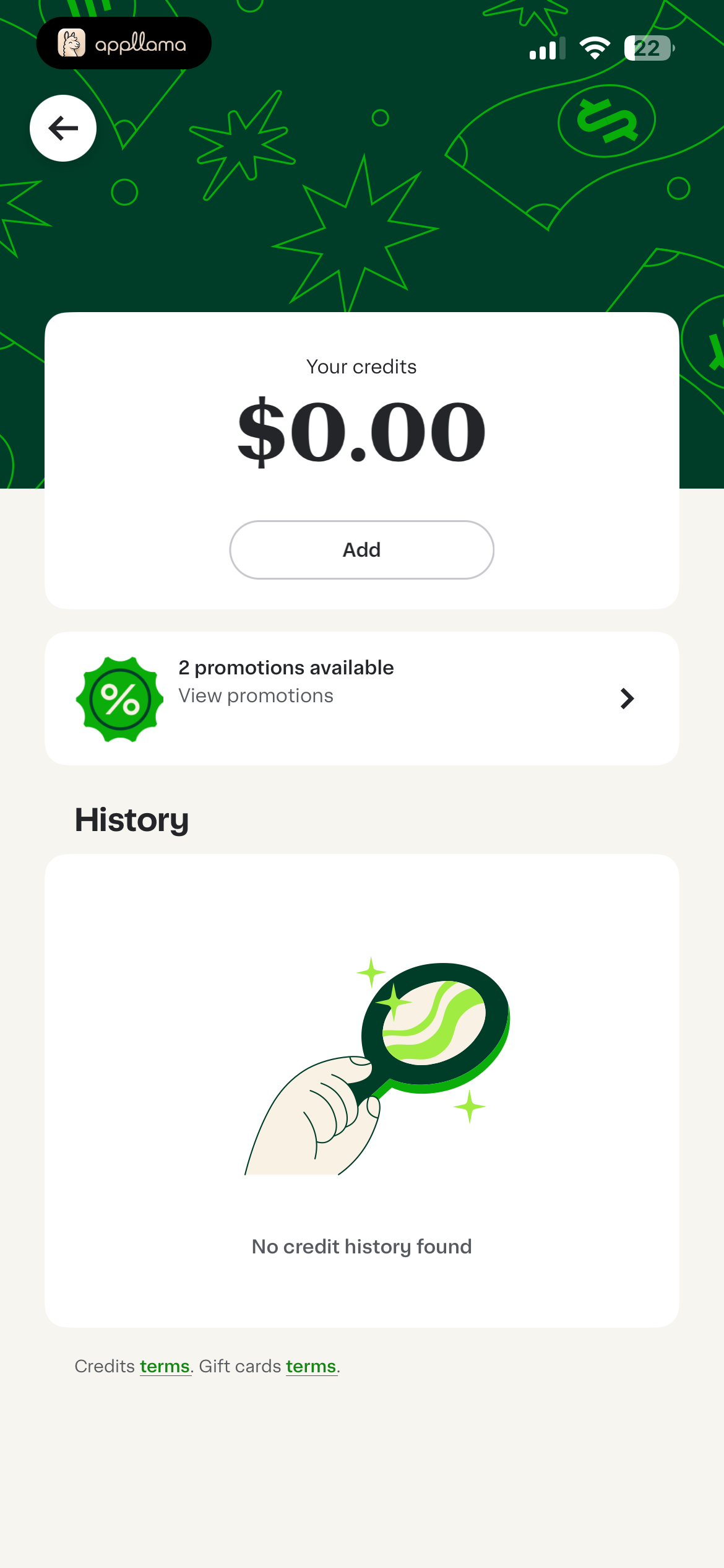 Credits Balance