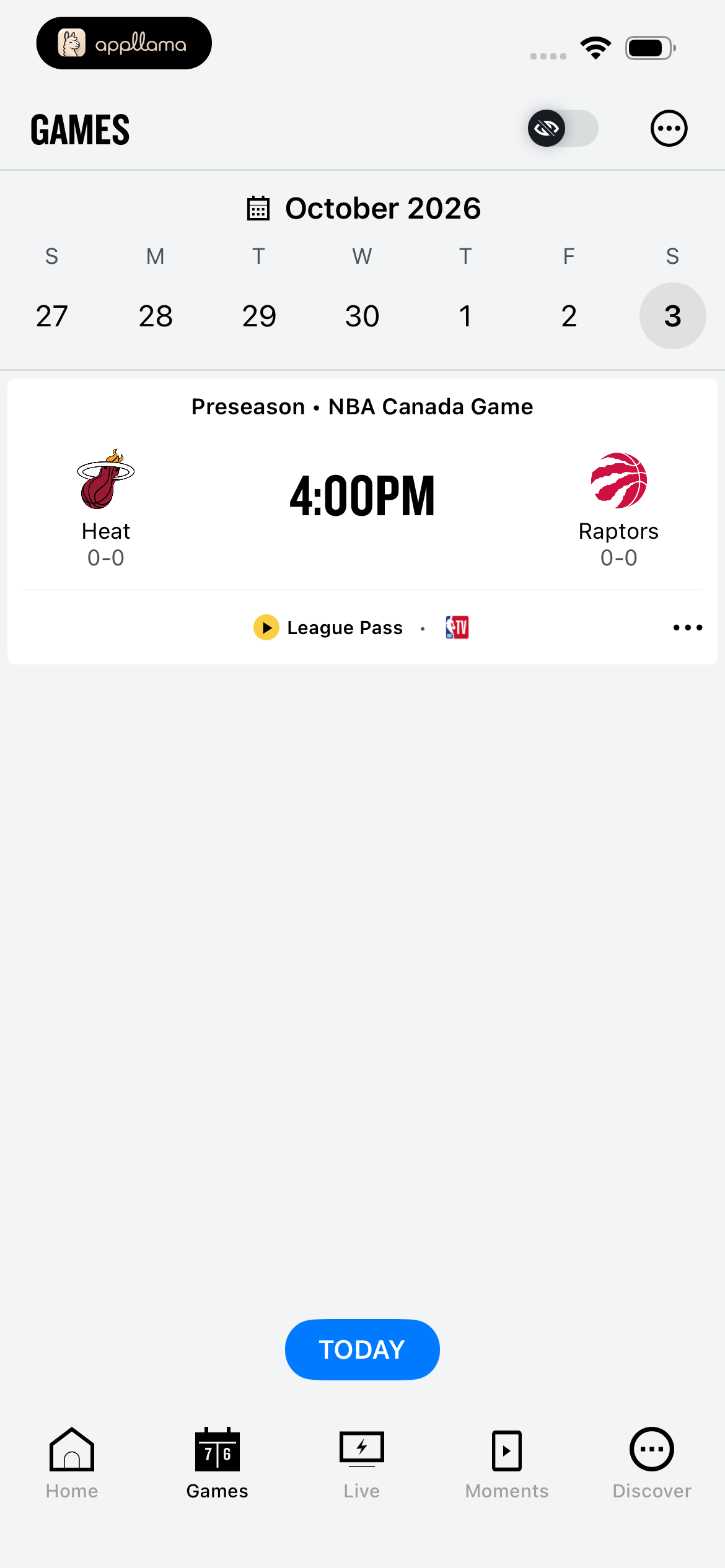 Games Schedule