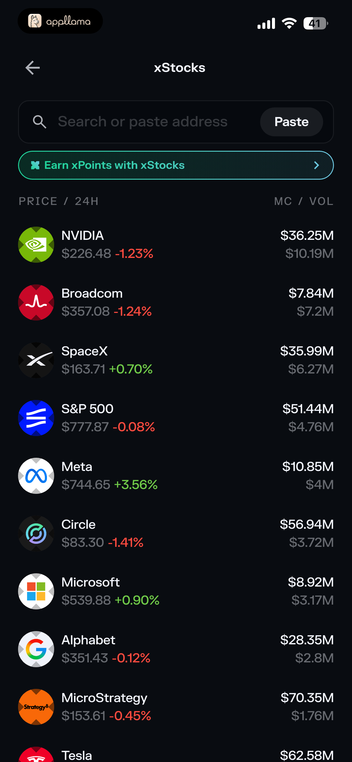 xStocks Asset Directory