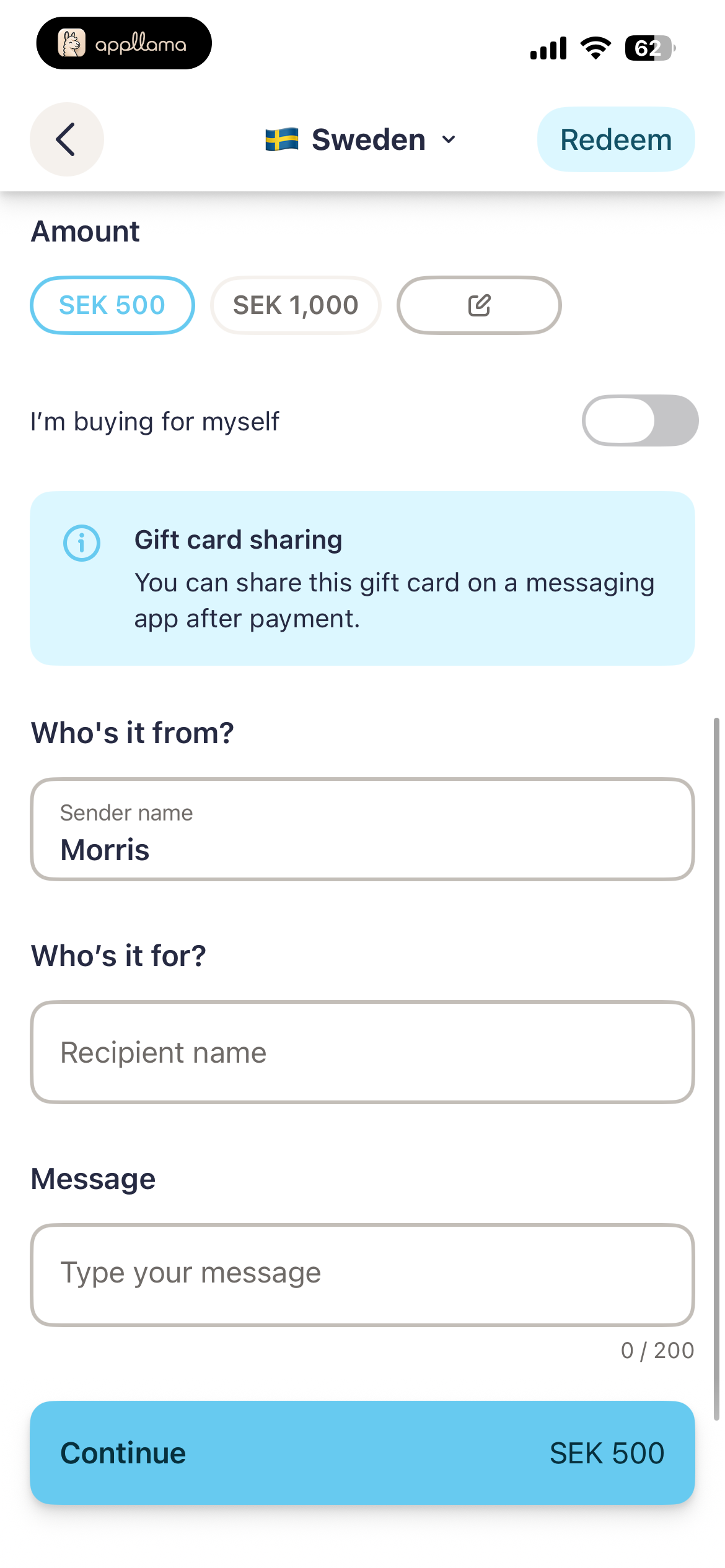 Gift Card Details
