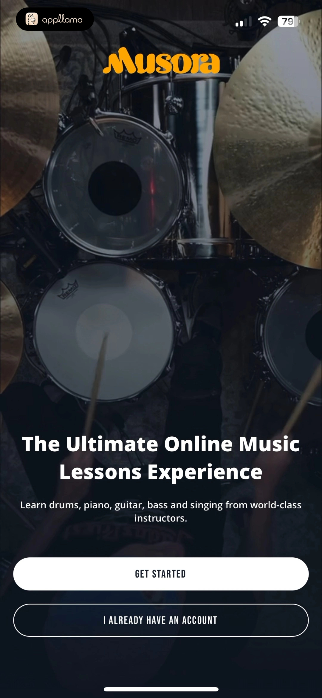 Musora: The Music Lessons App home screen