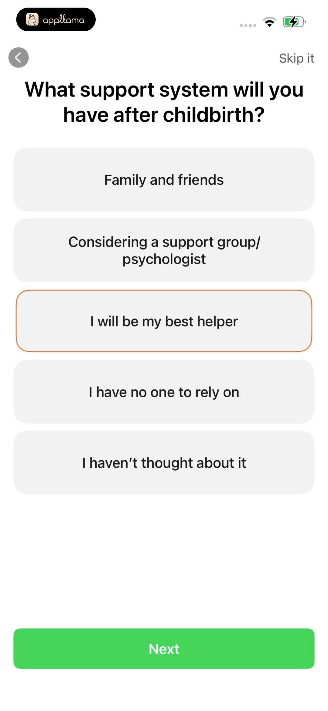 Support System Survey