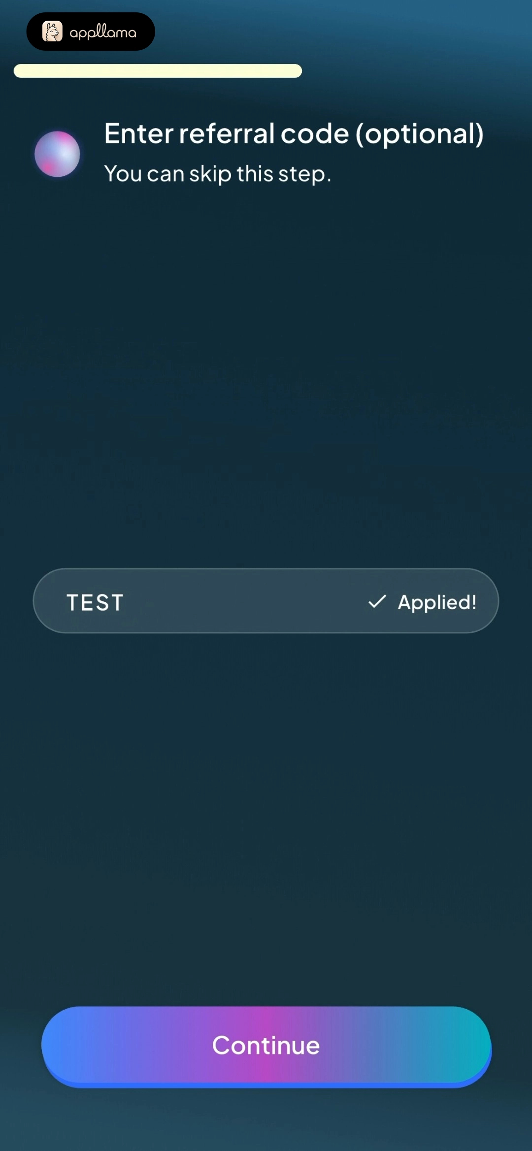 Referral Code Entry