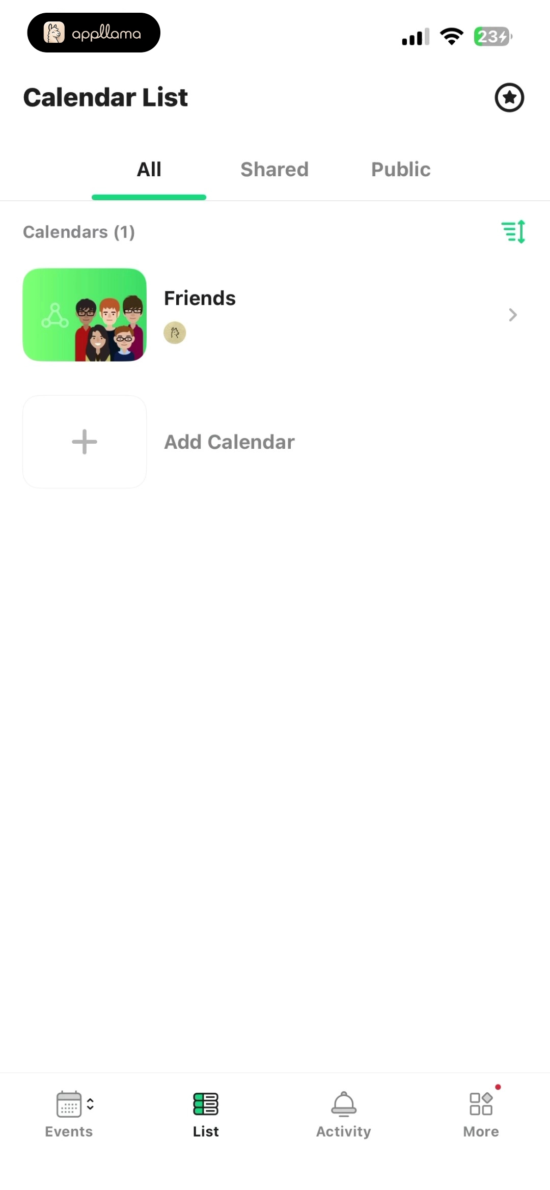 Calendar List