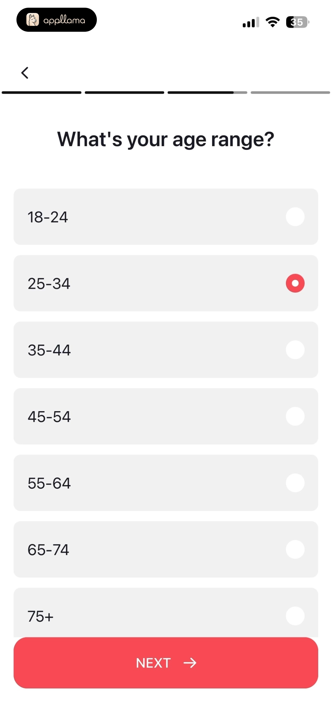 Age Range Selection