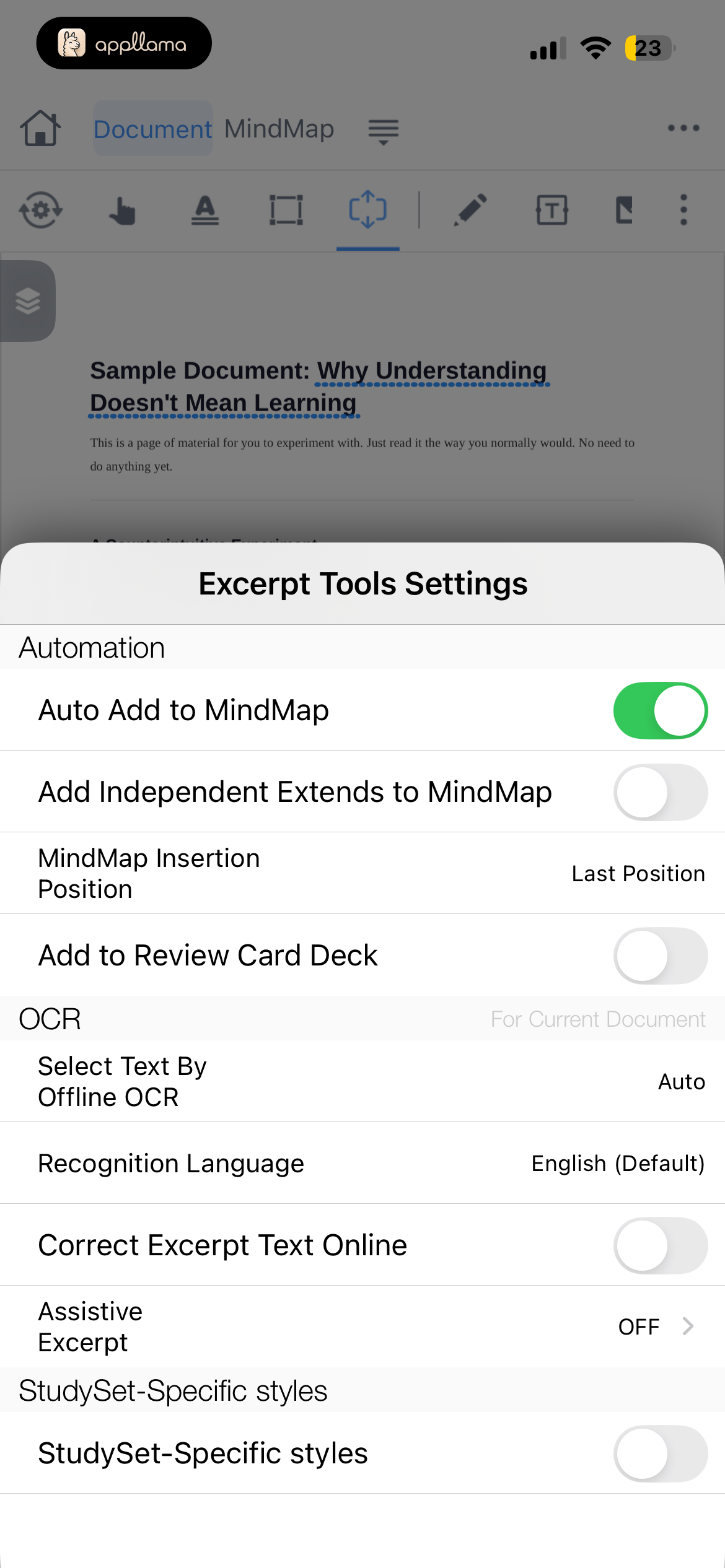 Excerpt Tools Settings