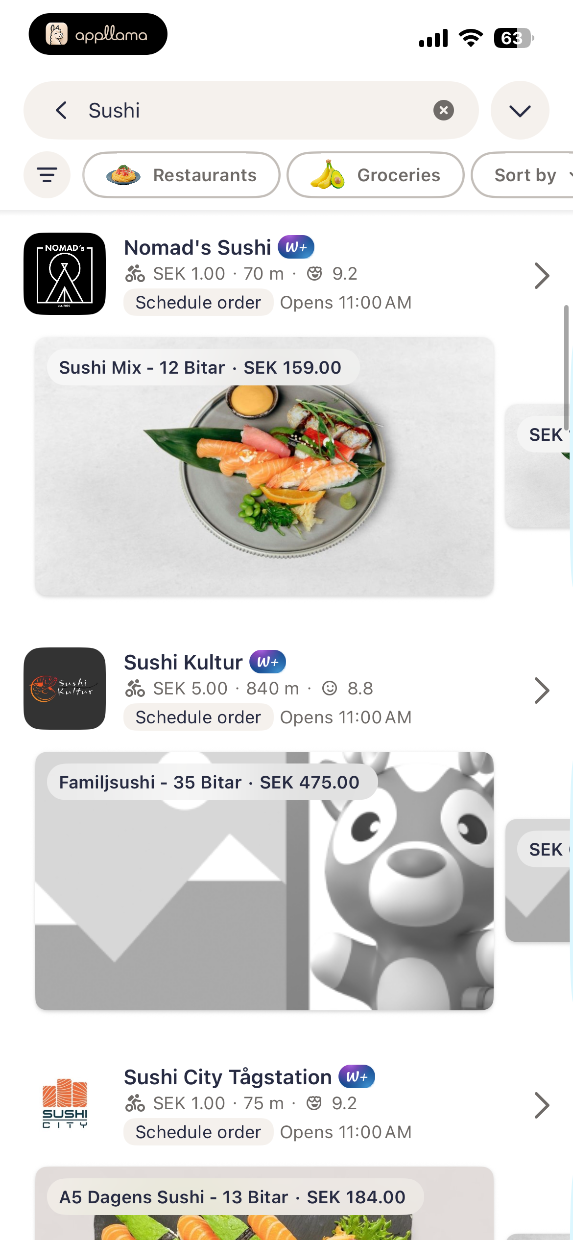 Sushi Results Scrolled
