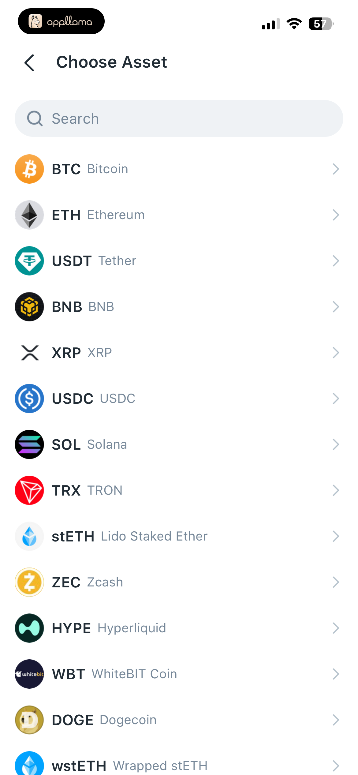 Choose Asset