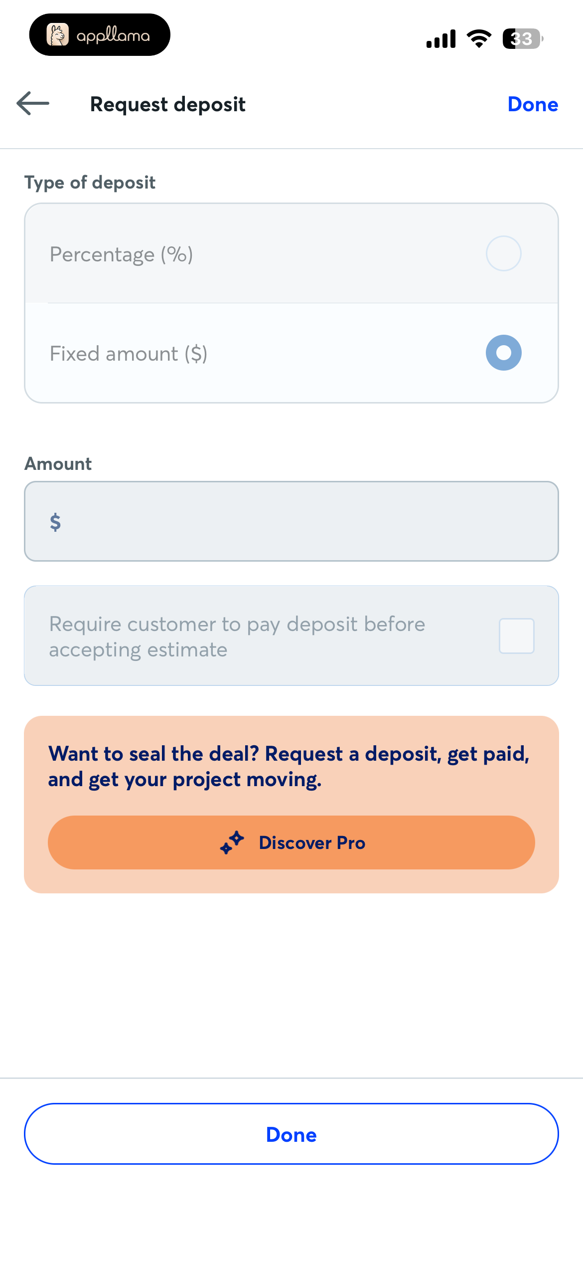 Request Deposit