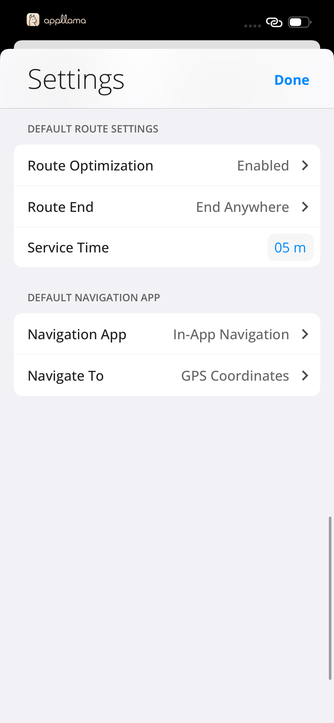 Default Route Settings