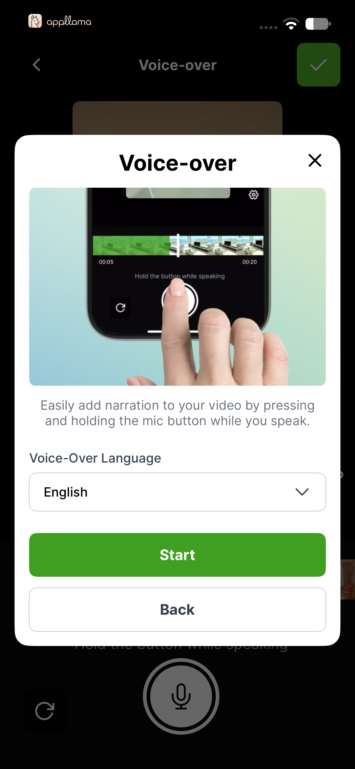 Voiceover Tutorial Modal