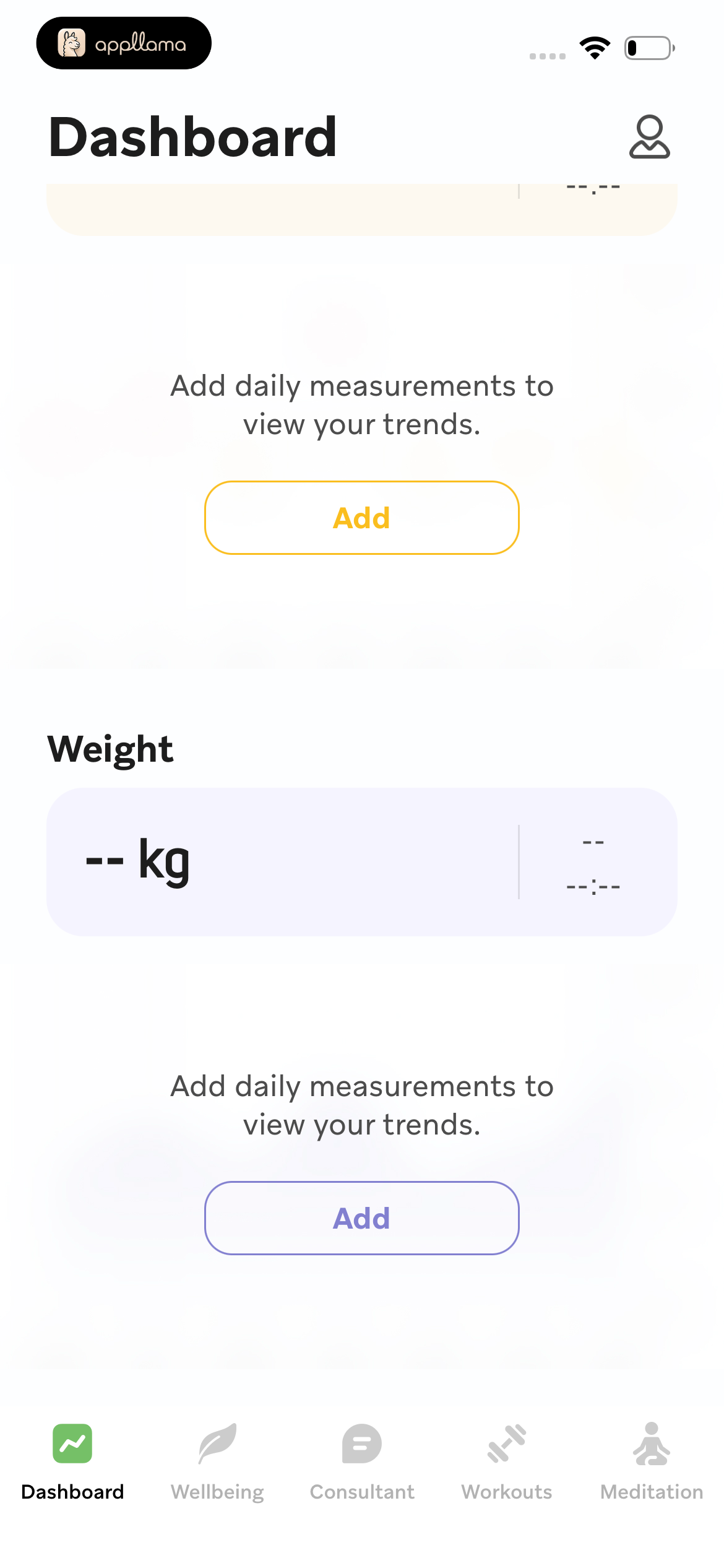 Dashboard Weight Section