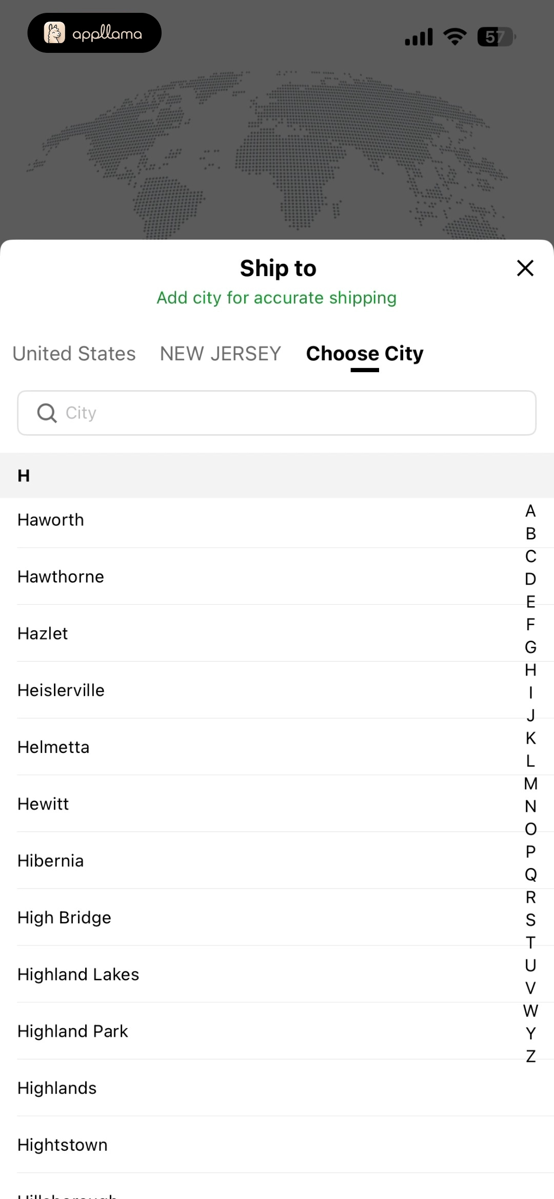 City Selection