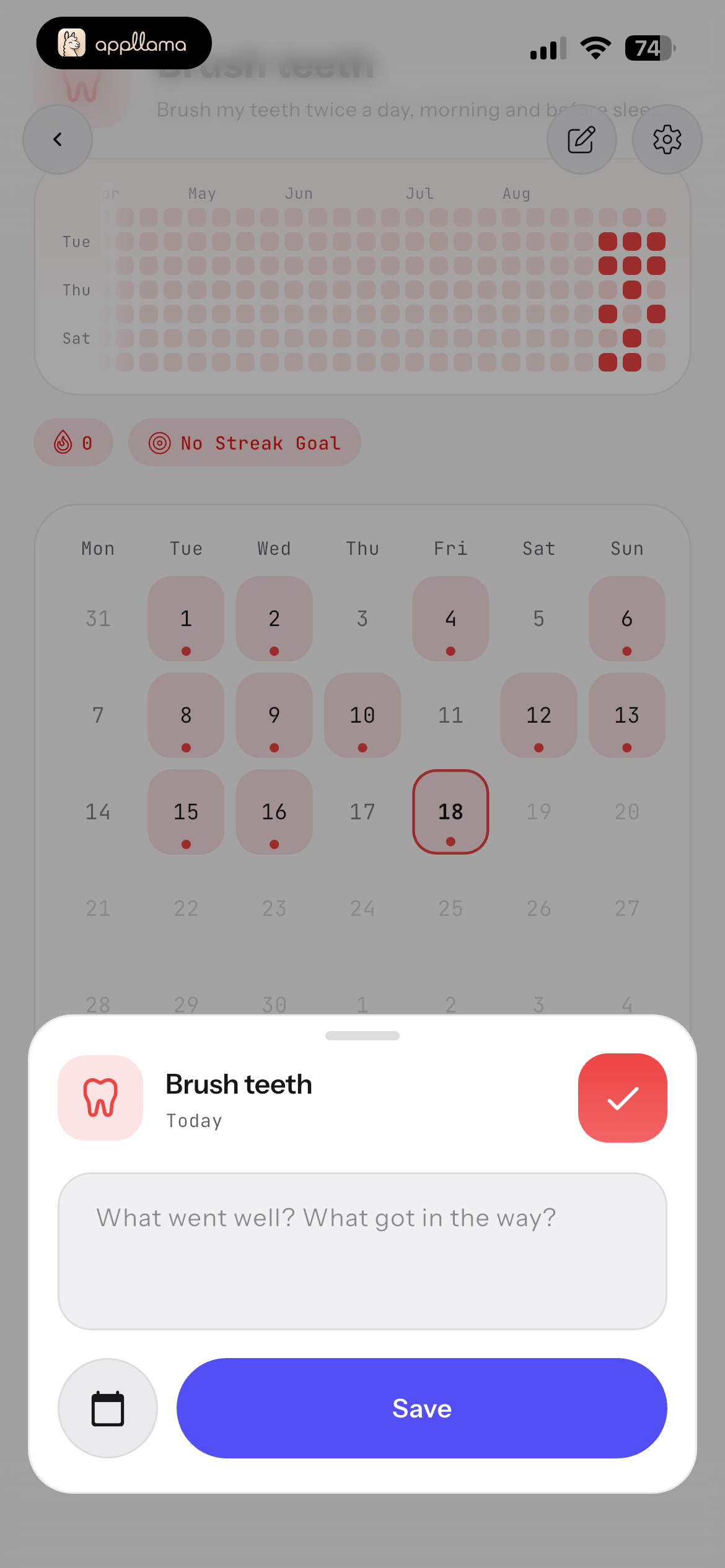 Habit Check In Note
