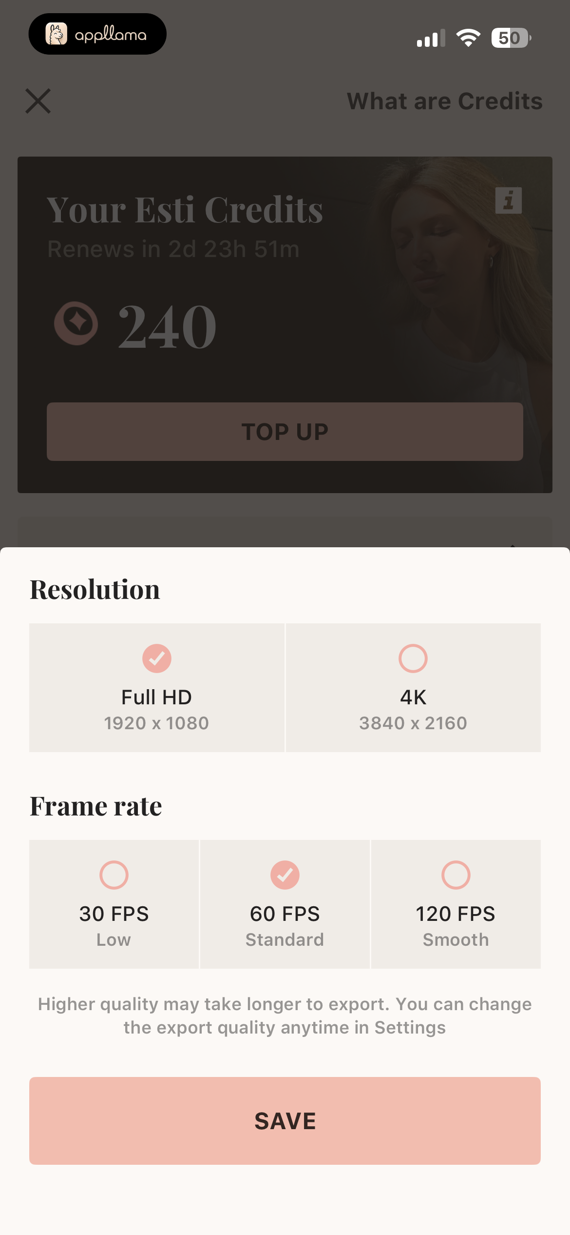 Video Export Settings
