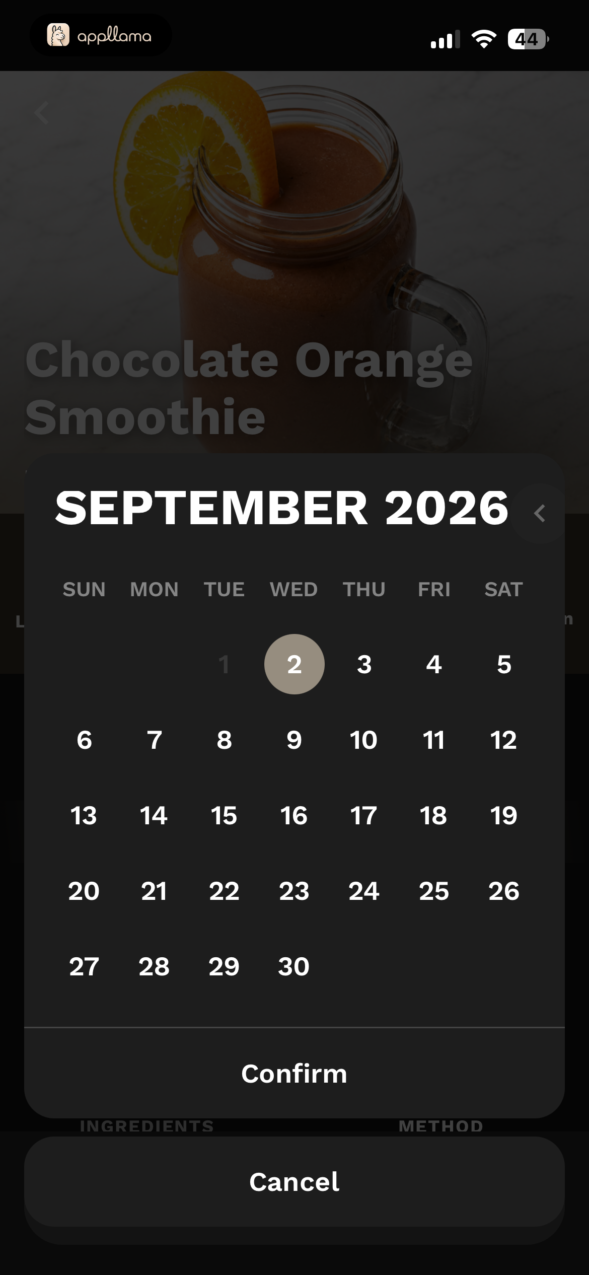 Meal Date Picker
