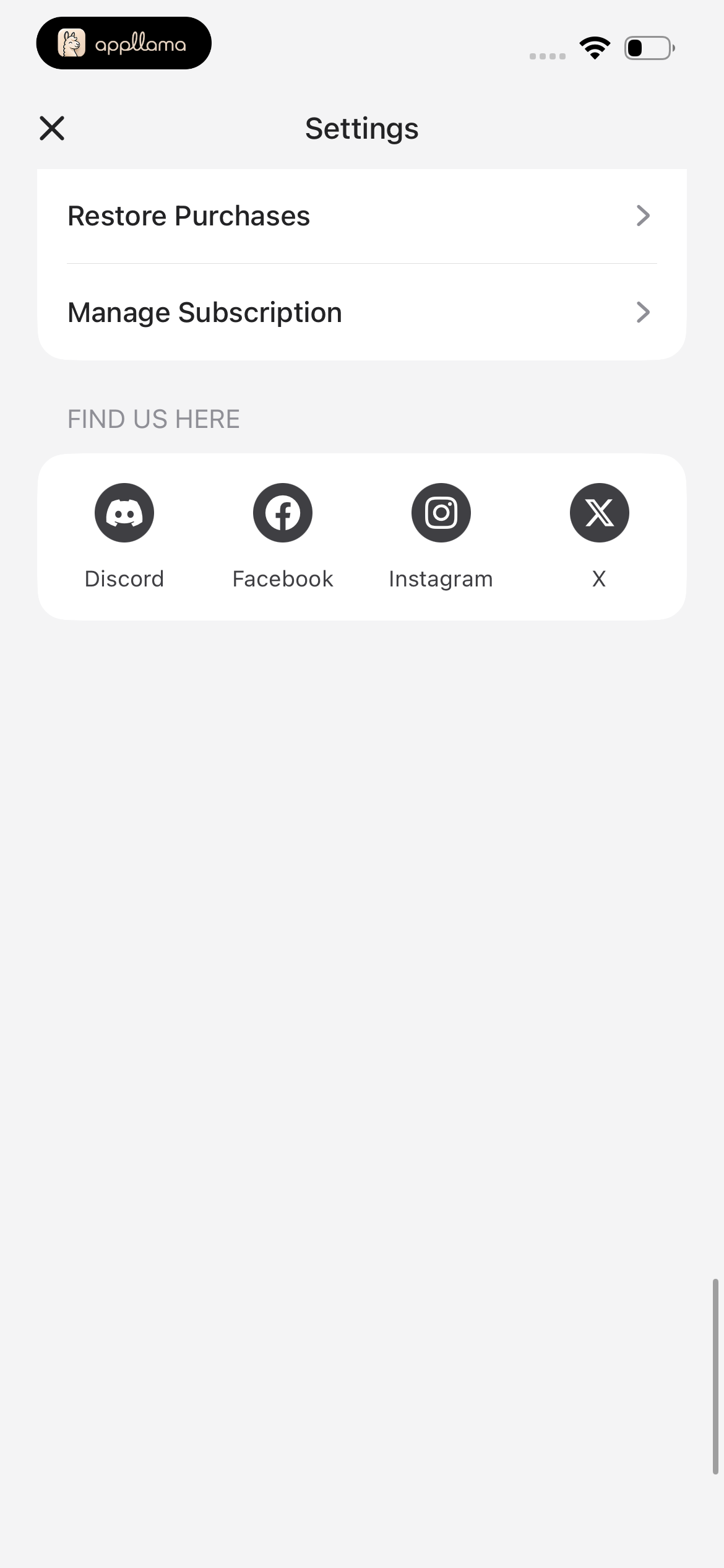 Settings More Options
