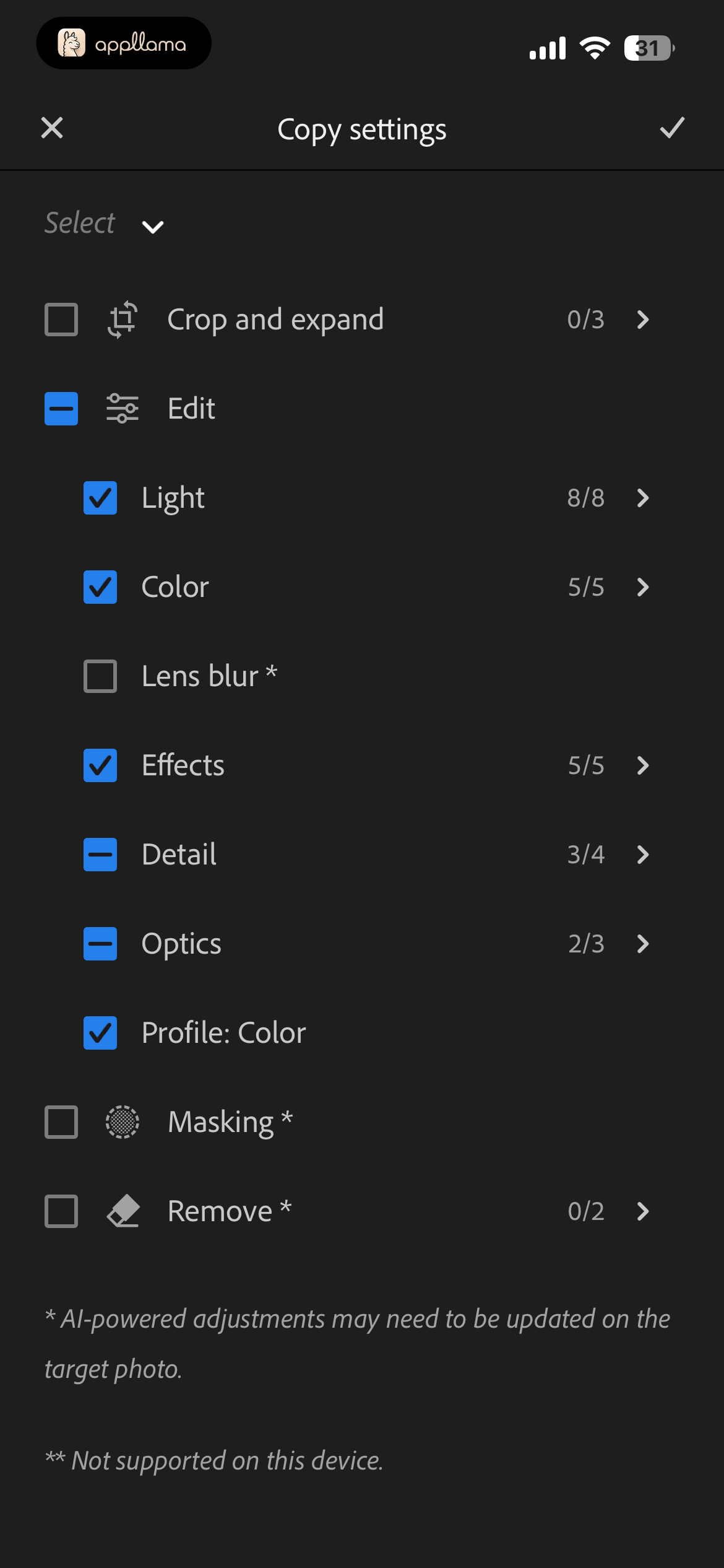 Copy Settings