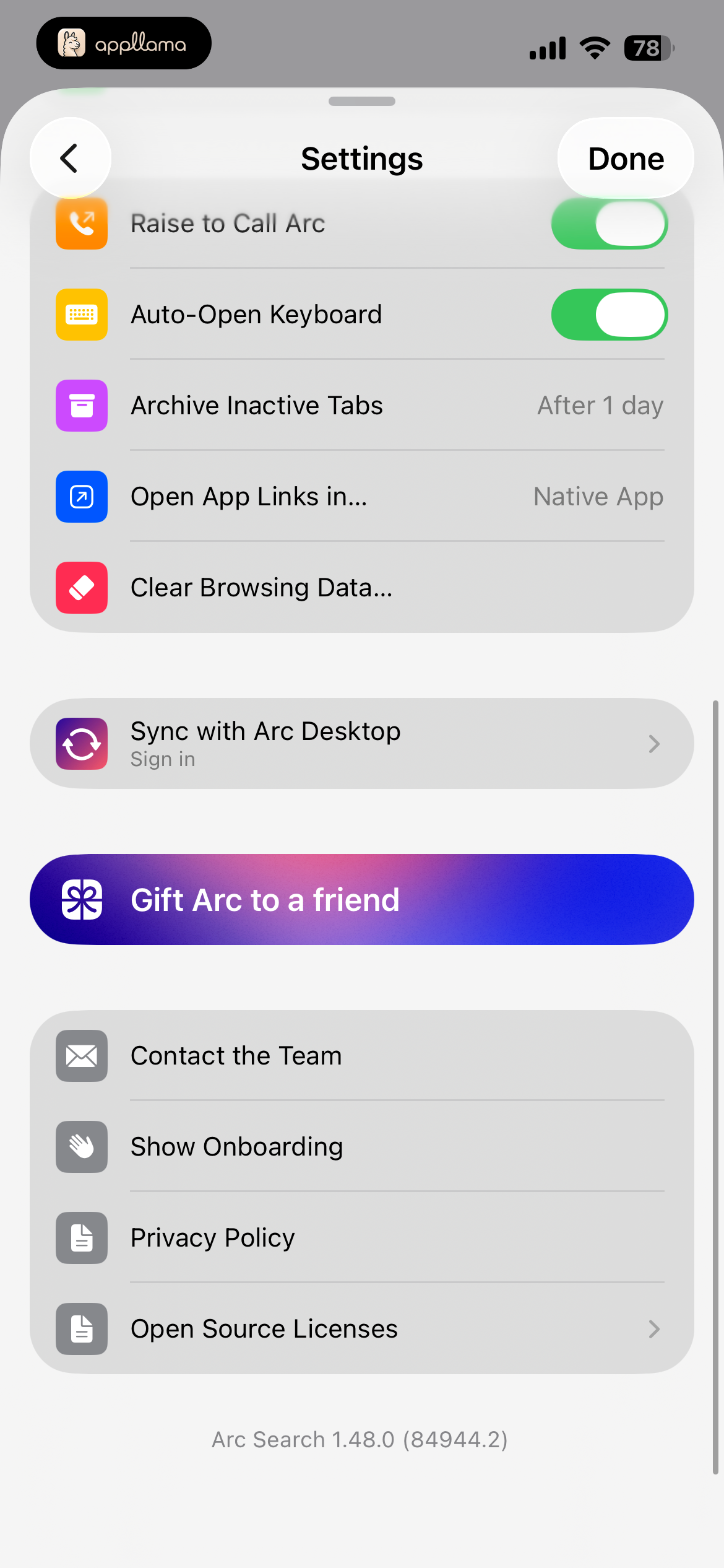 Settings Lower Section