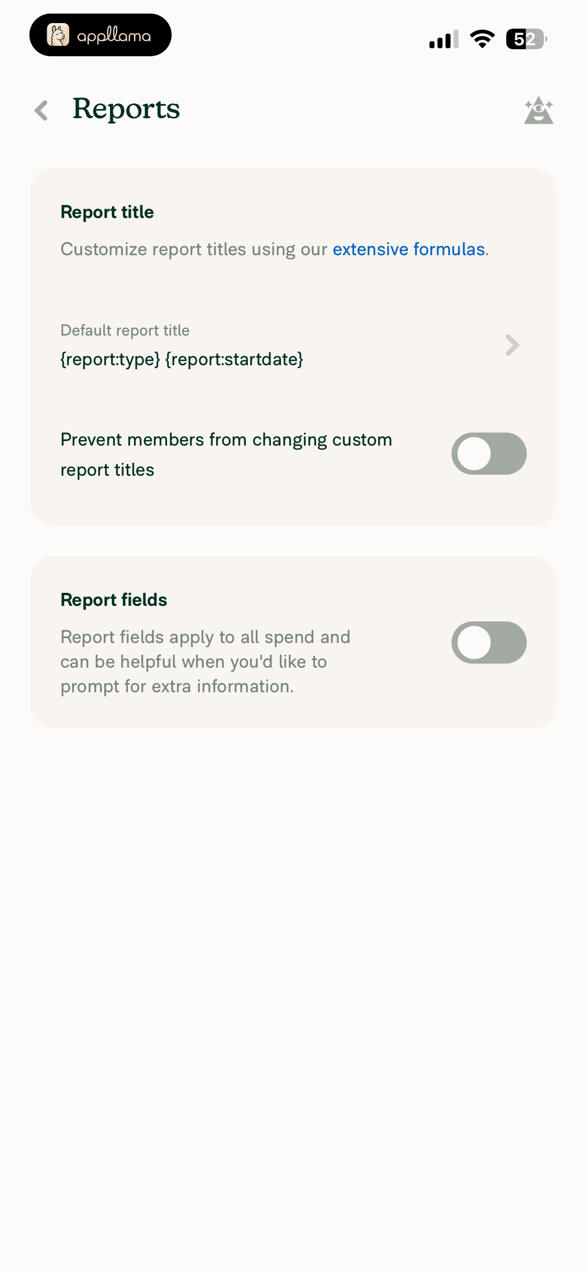 Report Settings