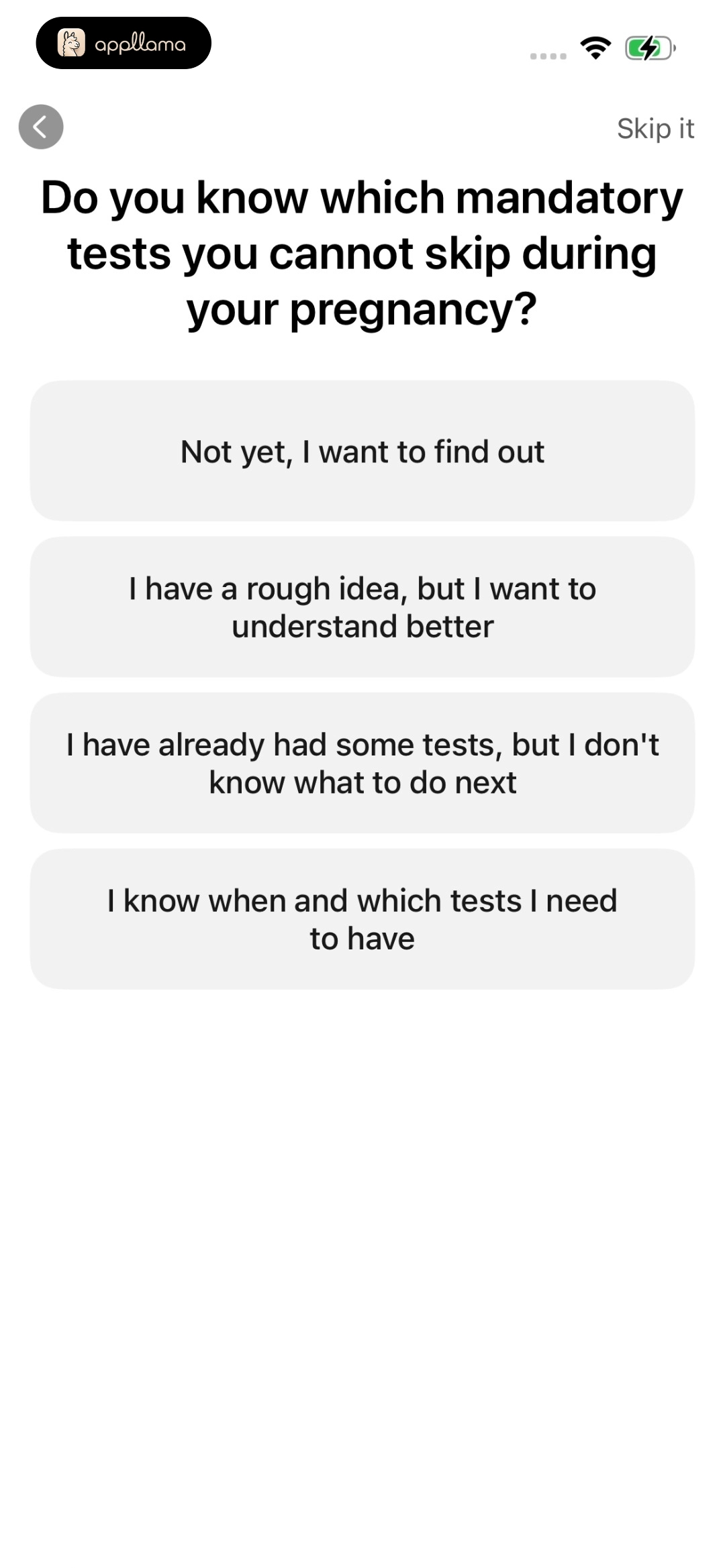 Mandatory Tests Question