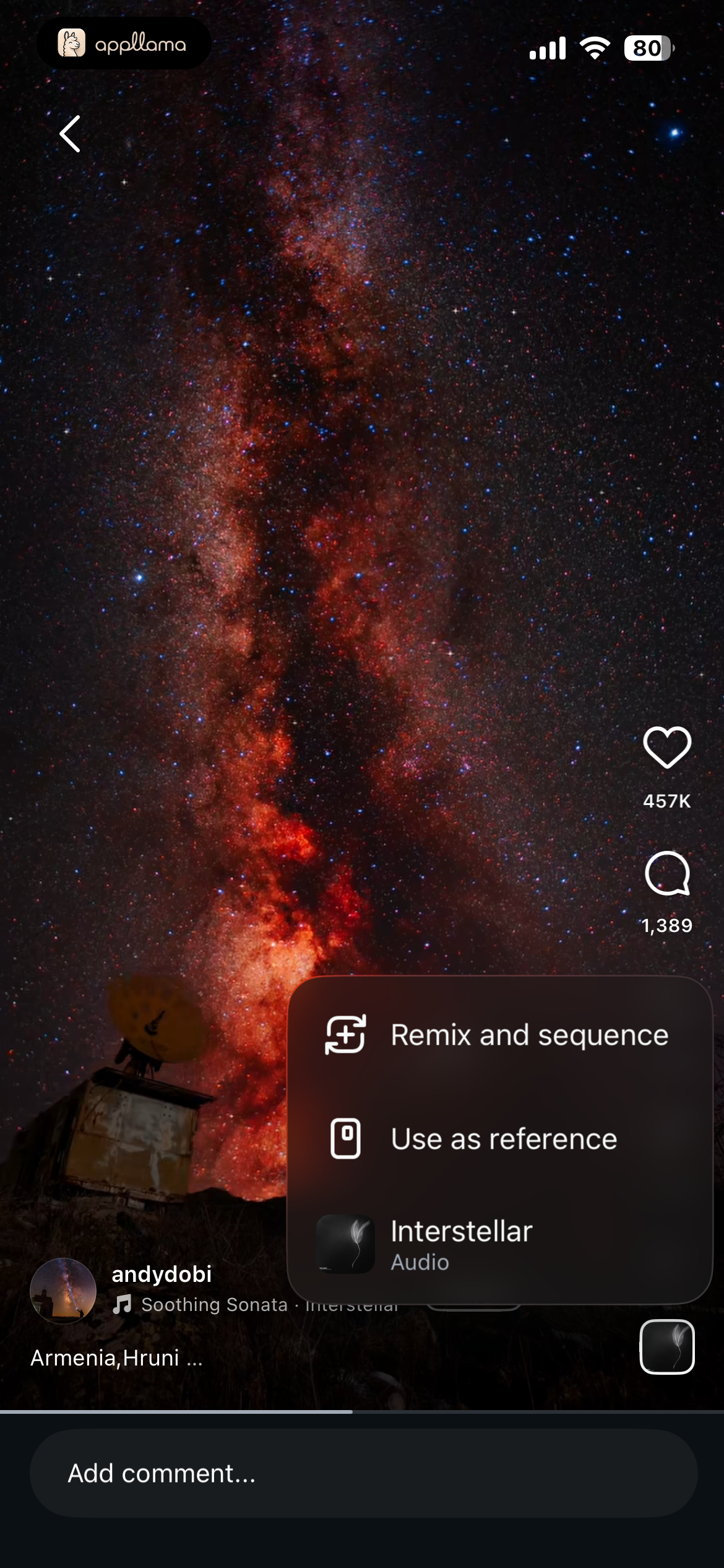 Reel Context Menu
