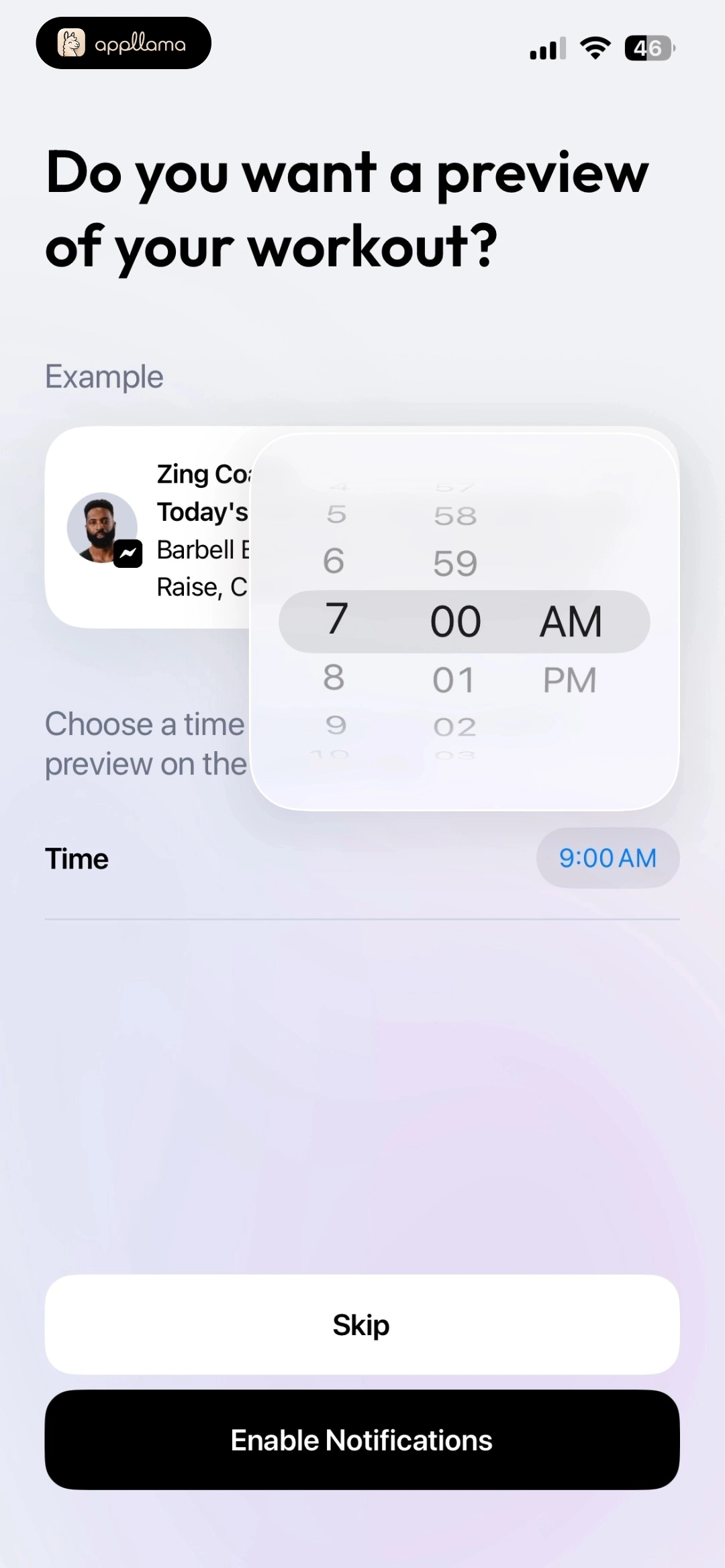 Workout Preview Scheduling