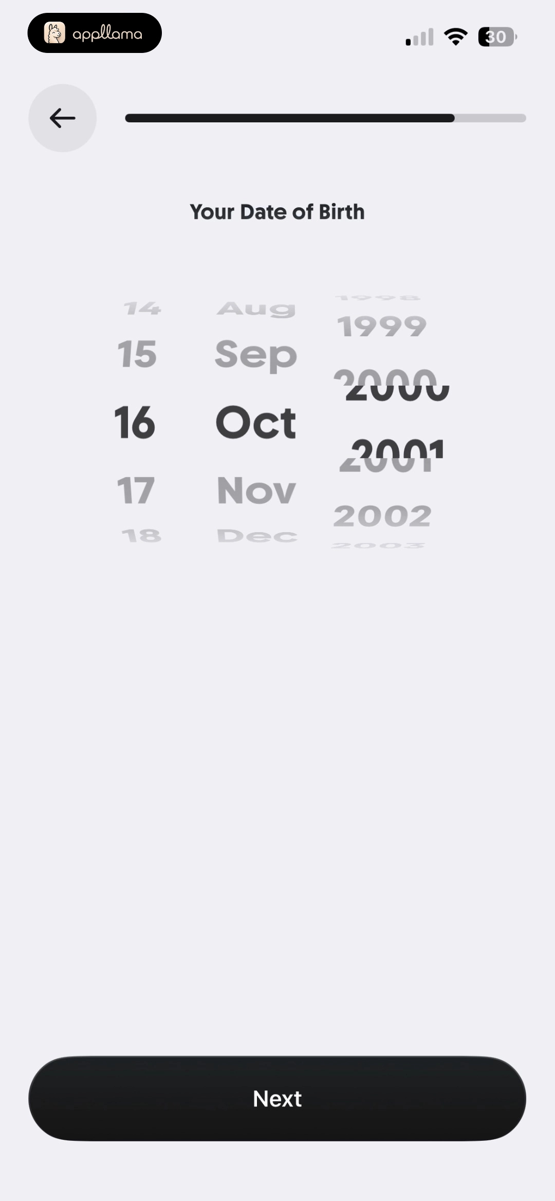 Date Of Birth Selection