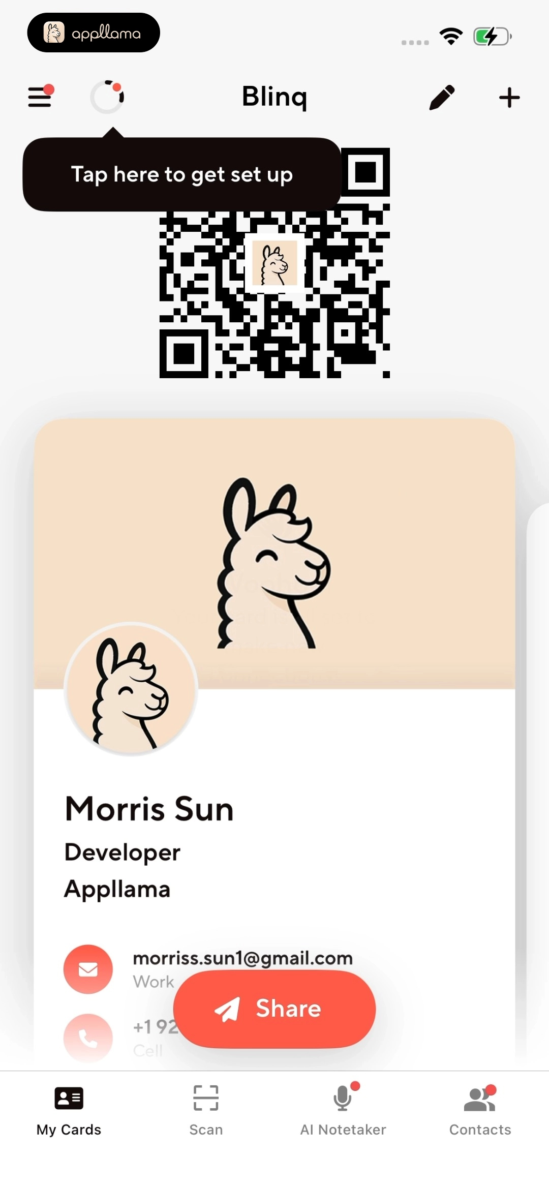 Blinq: Digital Business Card screens, onboarding and paywall | Appllama