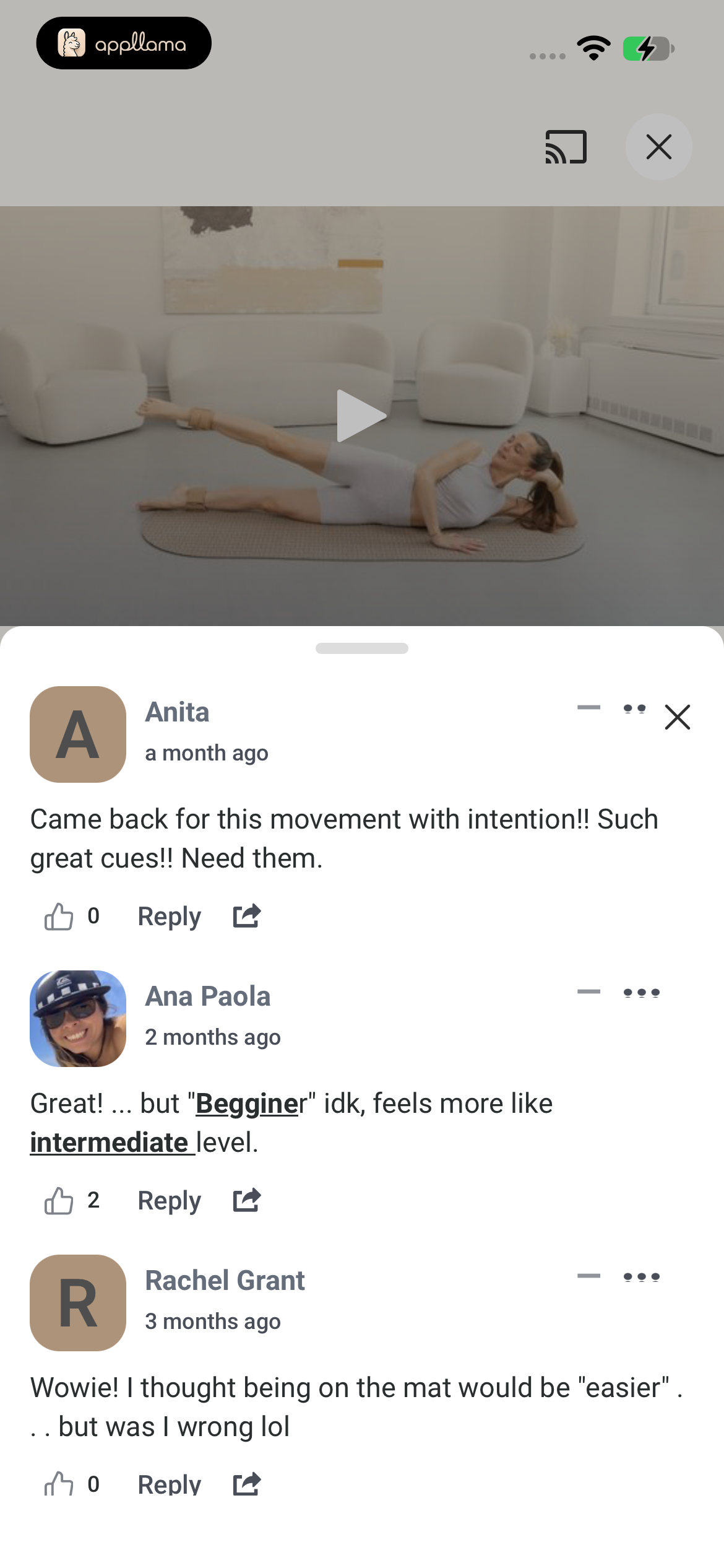 Workout Comments