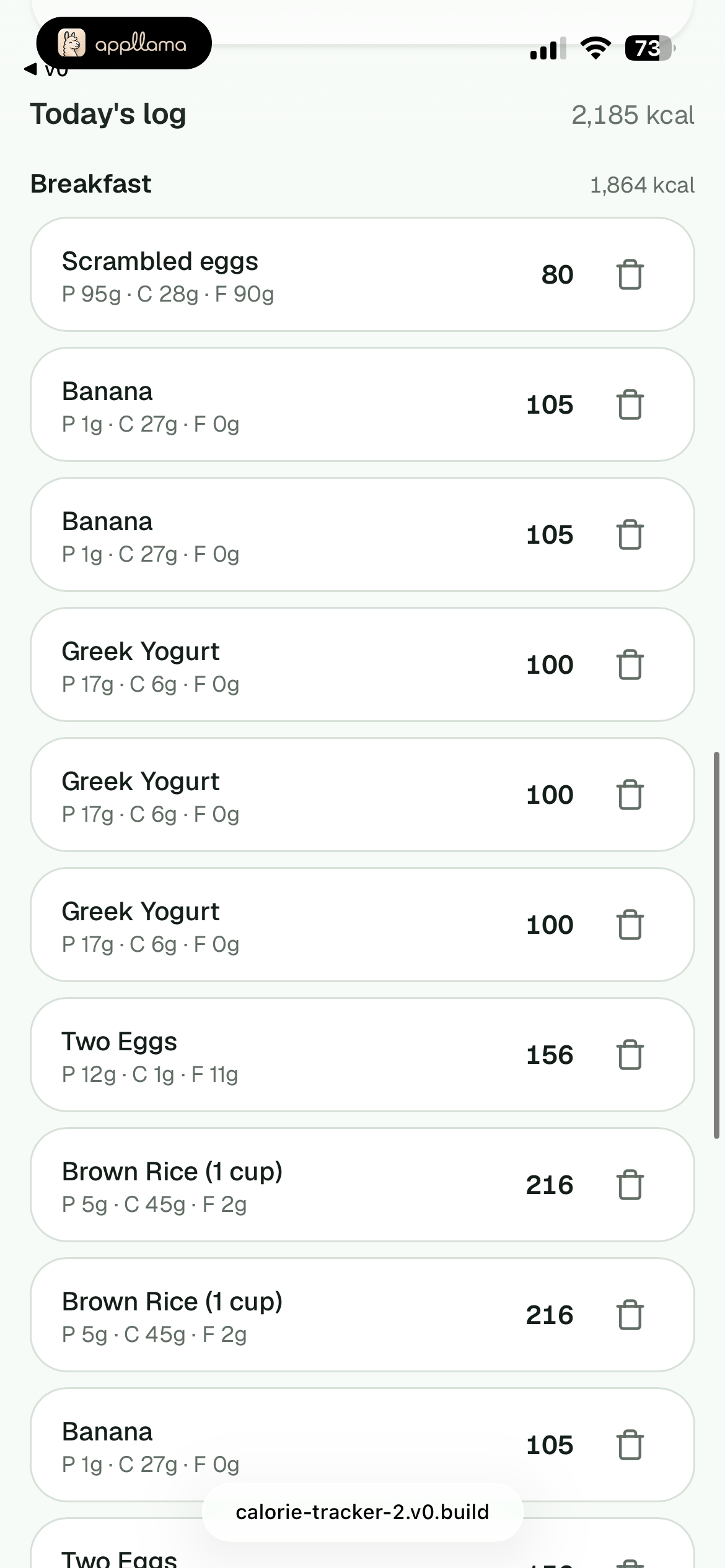 Today's Food Log