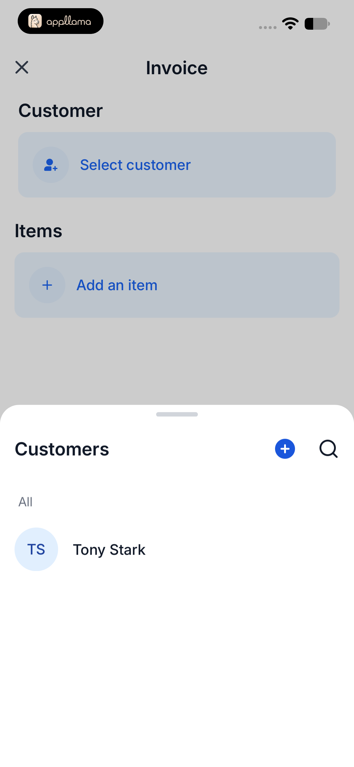 Invoice Customer Picker