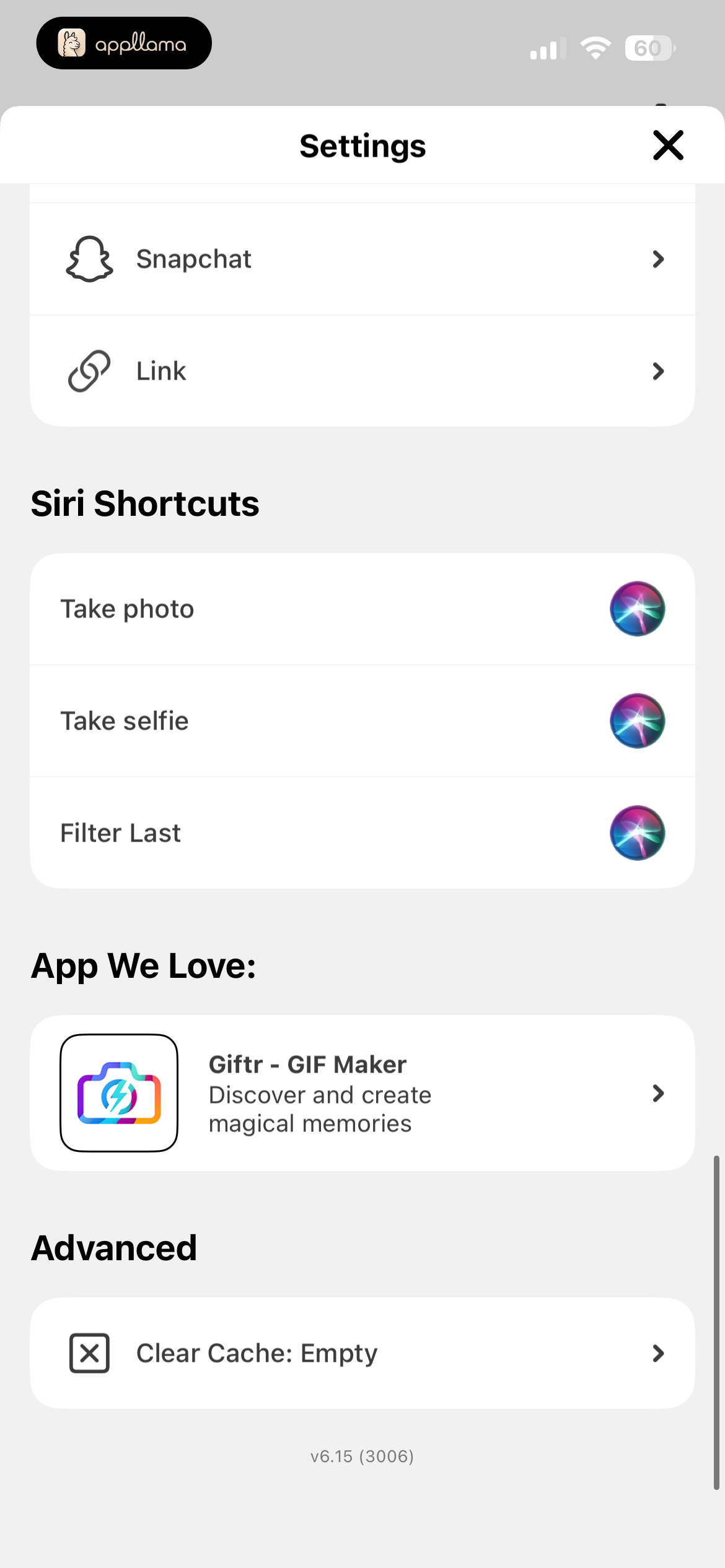 Settings Shortcuts