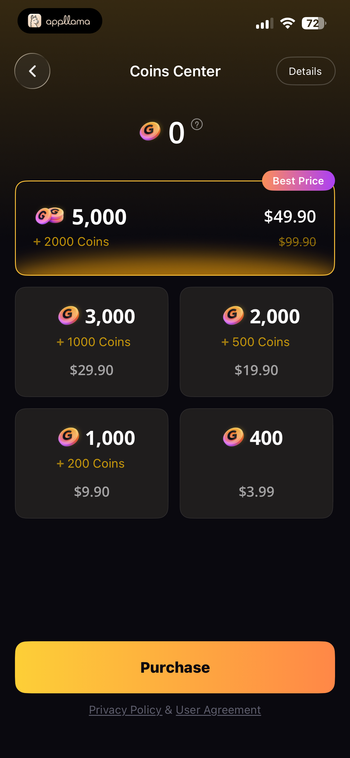 Coin Pack Purchase