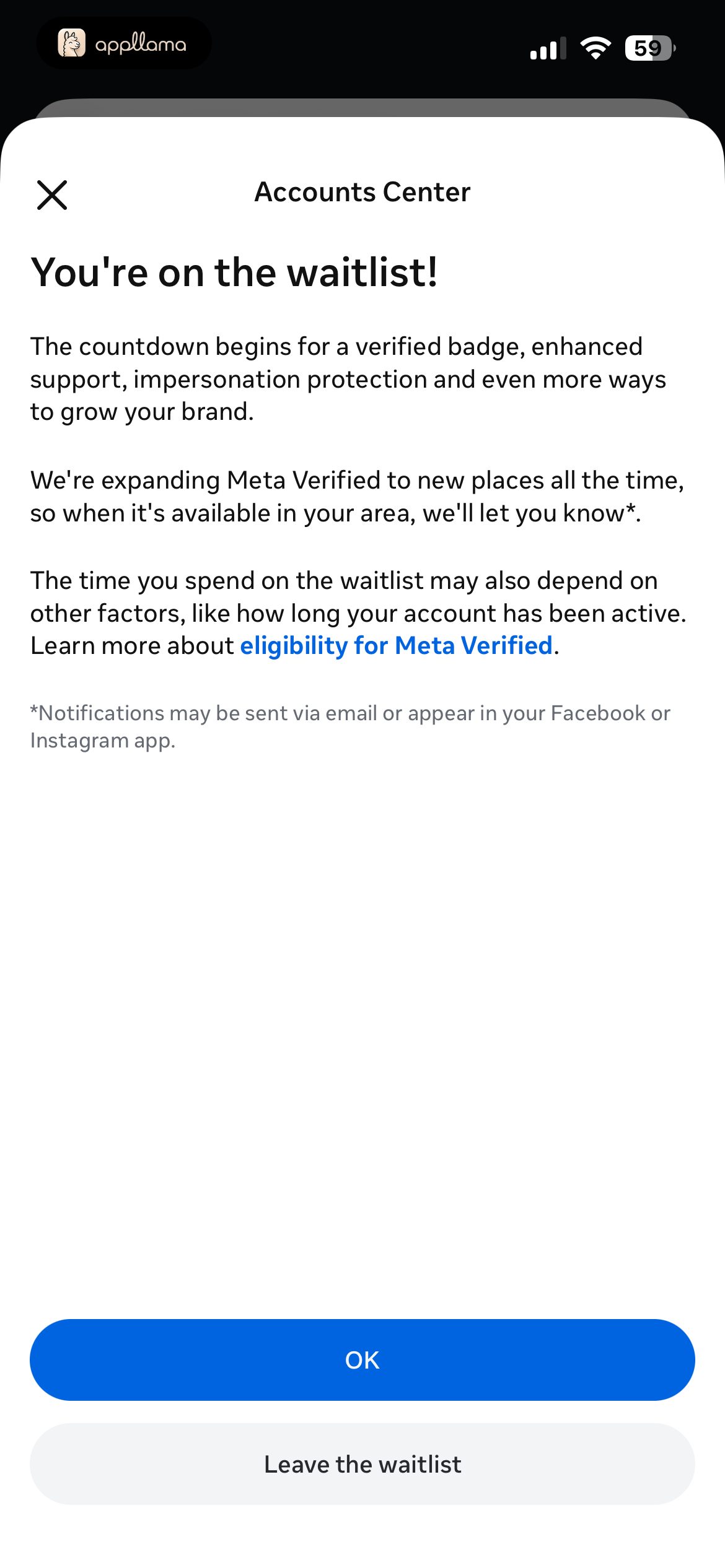 Meta Verified Waitlist