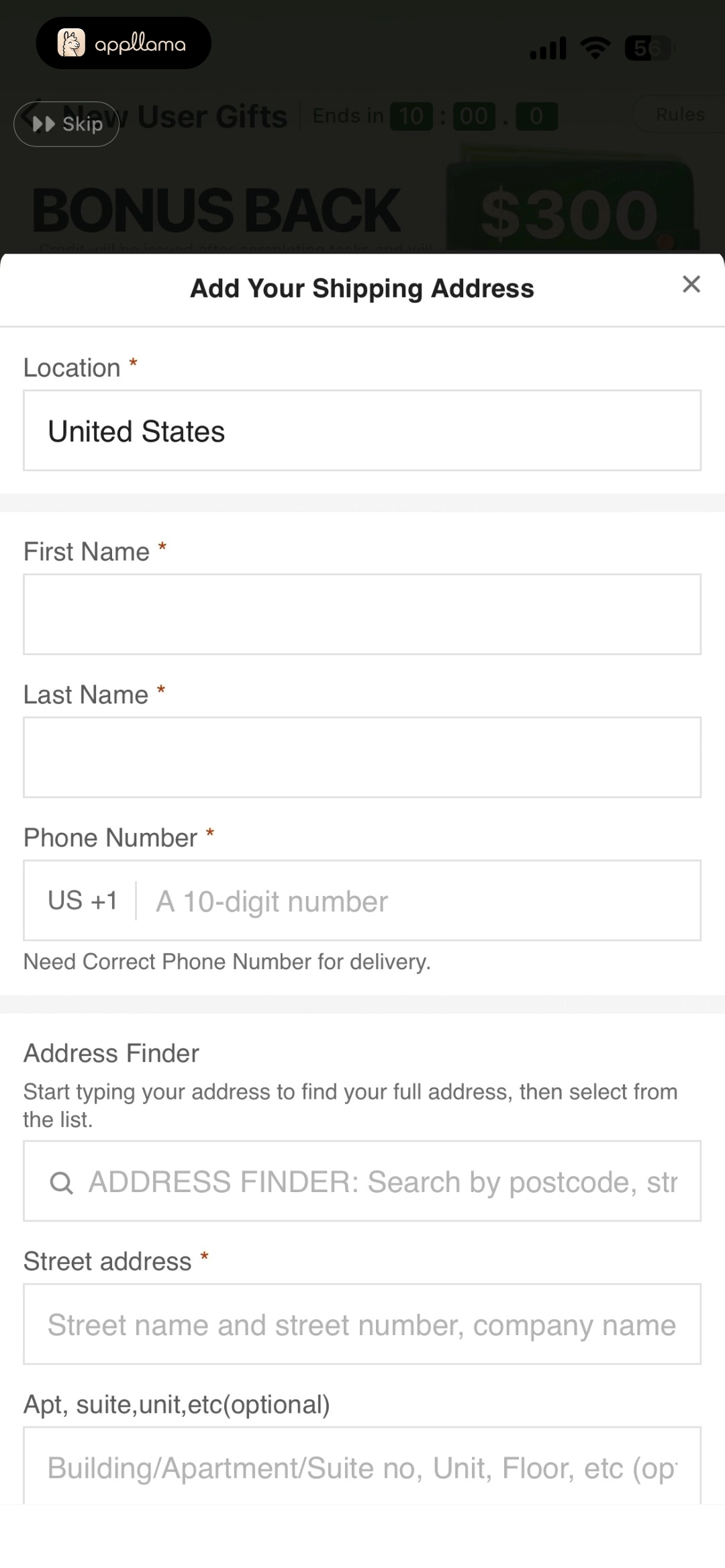 Shipping Address Form
