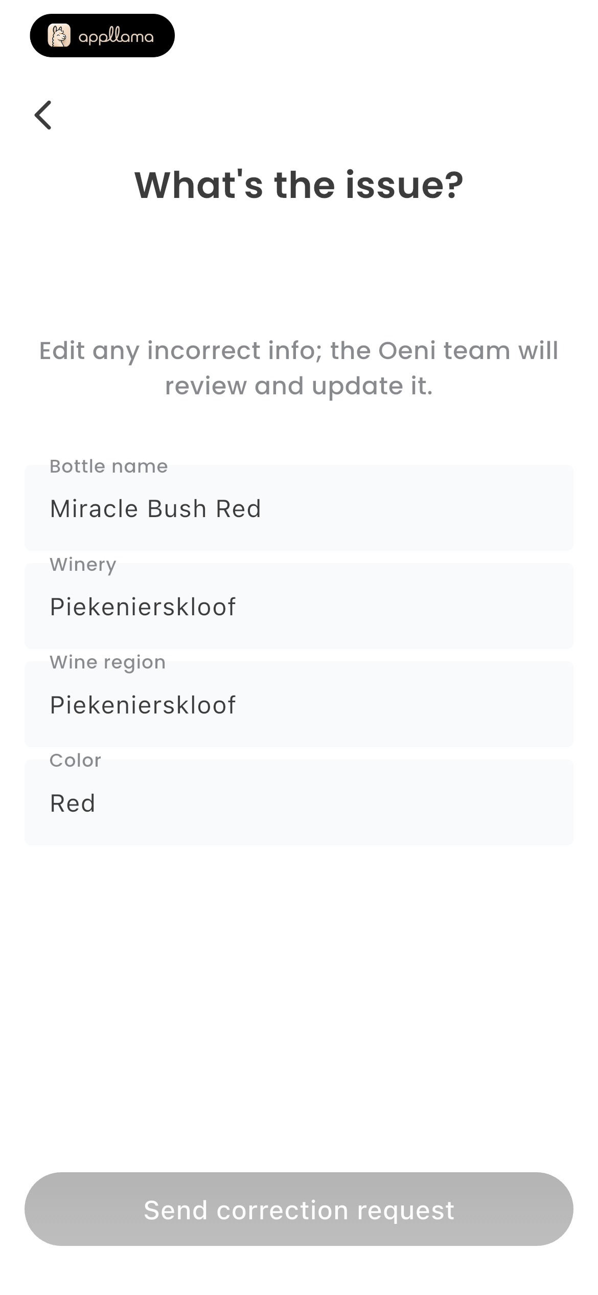 Wine Details Correction