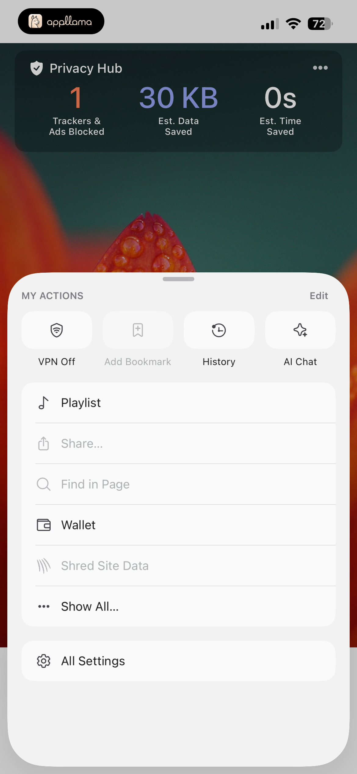 Browser Menu