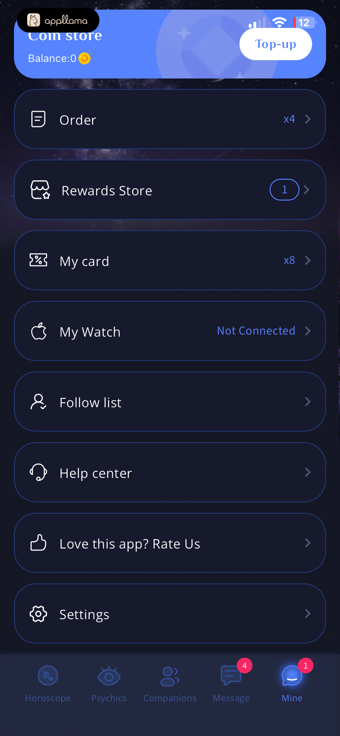 Profile Menu