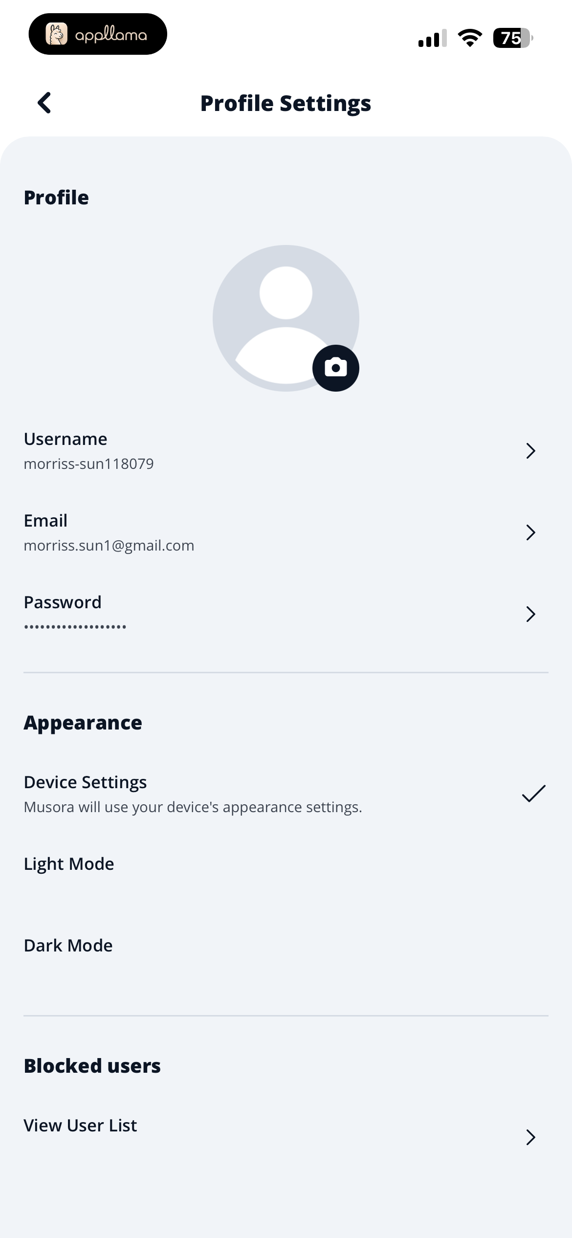 Profile Settings