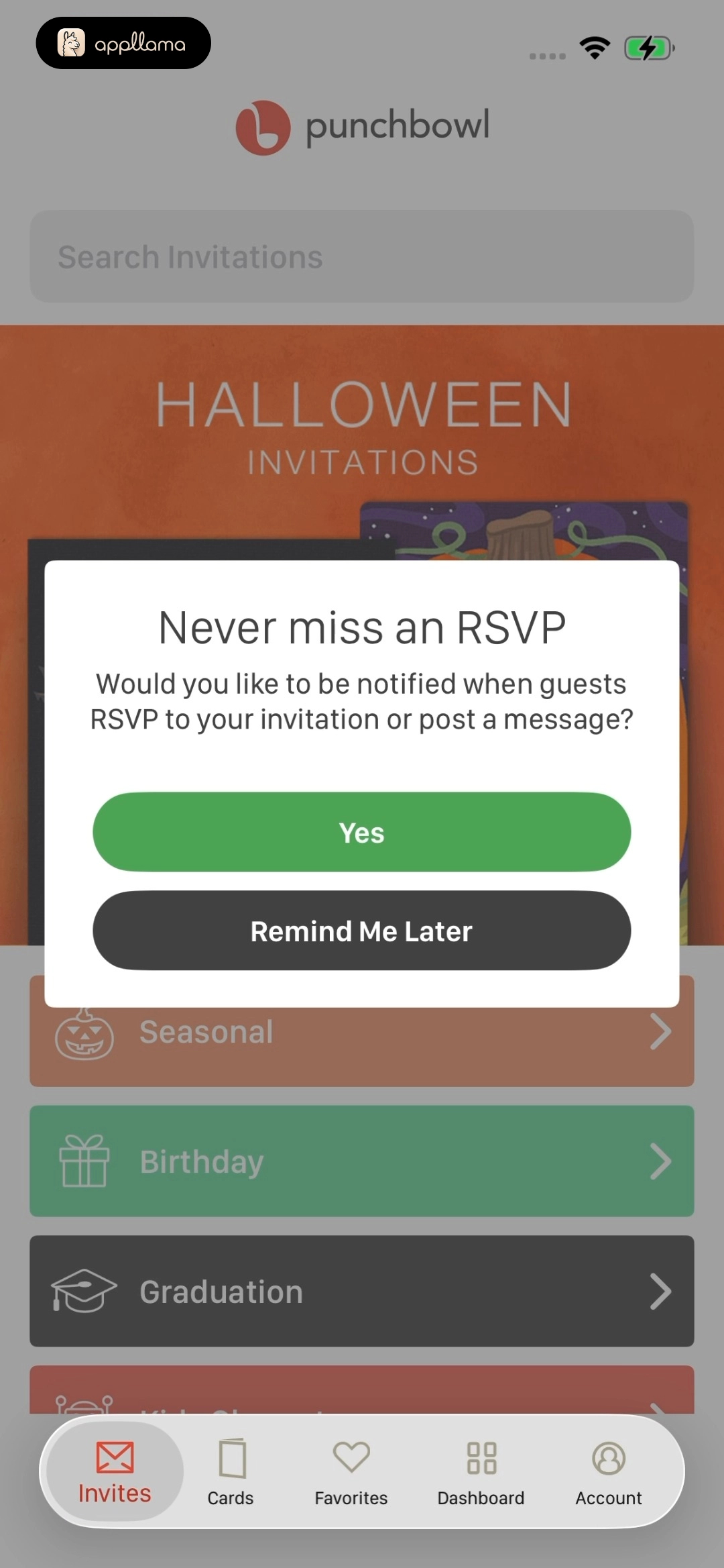 RSVP Notification Prompt