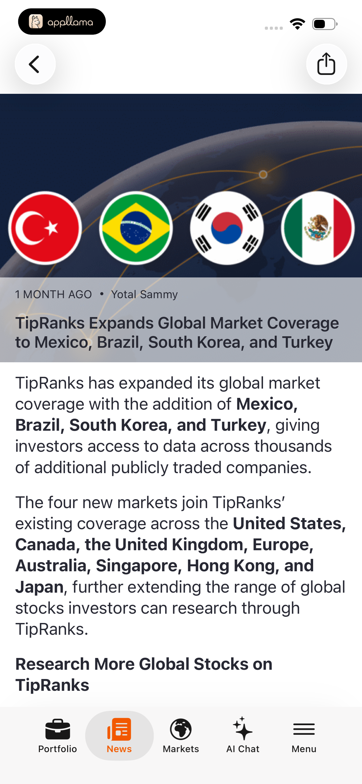 Global Markets News Article